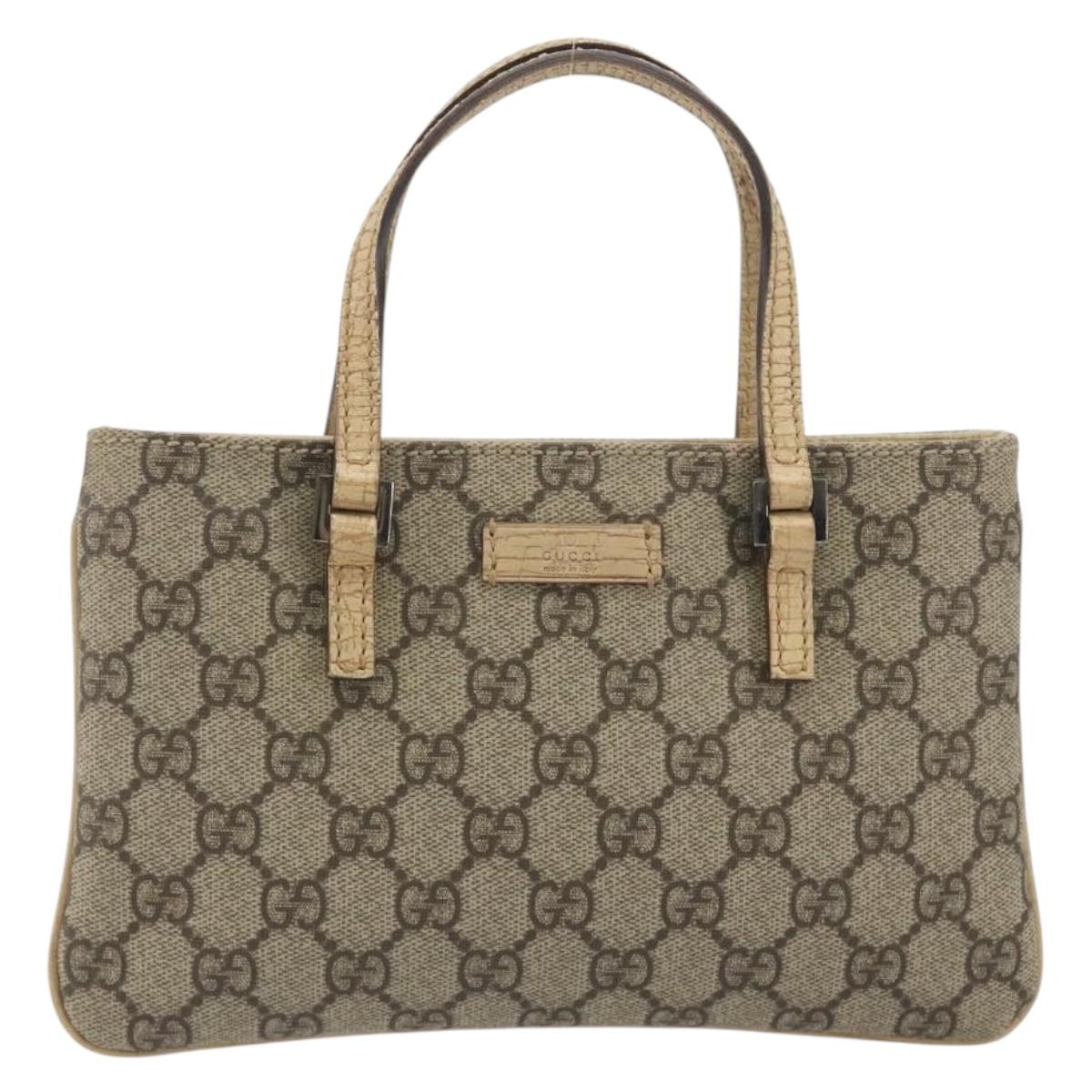 GUCCI GG Supreme Hand Bag PVC Beige Silver 114599 Auth 194338A