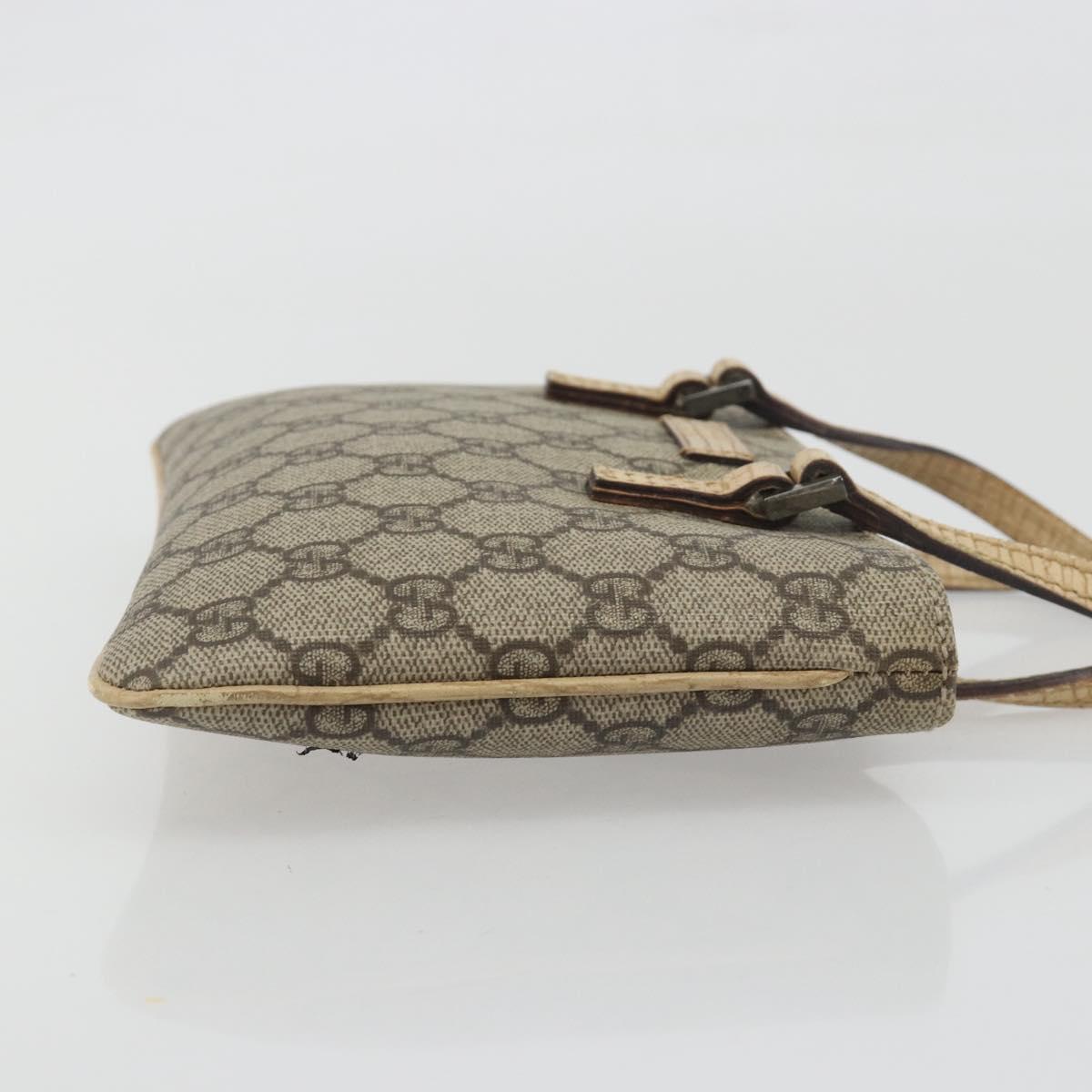 GUCCI GG Supreme Hand Bag PVC Beige Silver 114599 Auth 194338A