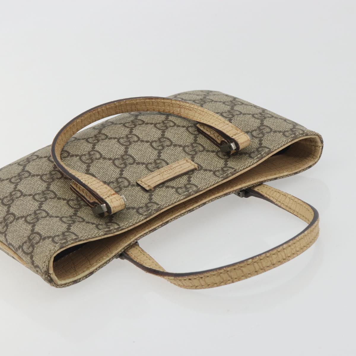 GUCCI GG Supreme Hand Bag PVC Beige Silver 114599 Auth 194338A