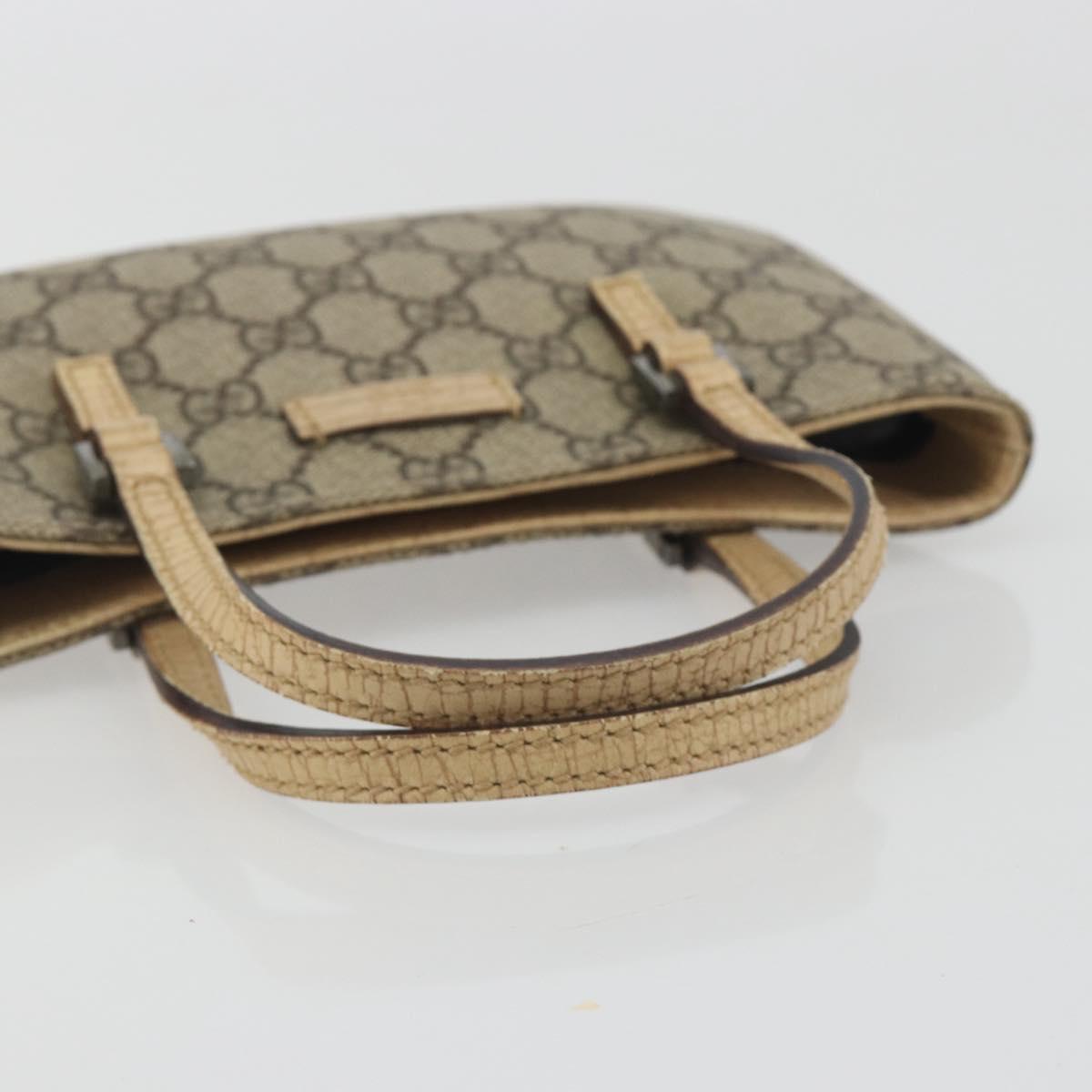 GUCCI GG Supreme Hand Bag PVC Beige Silver 114599 Auth 194338A