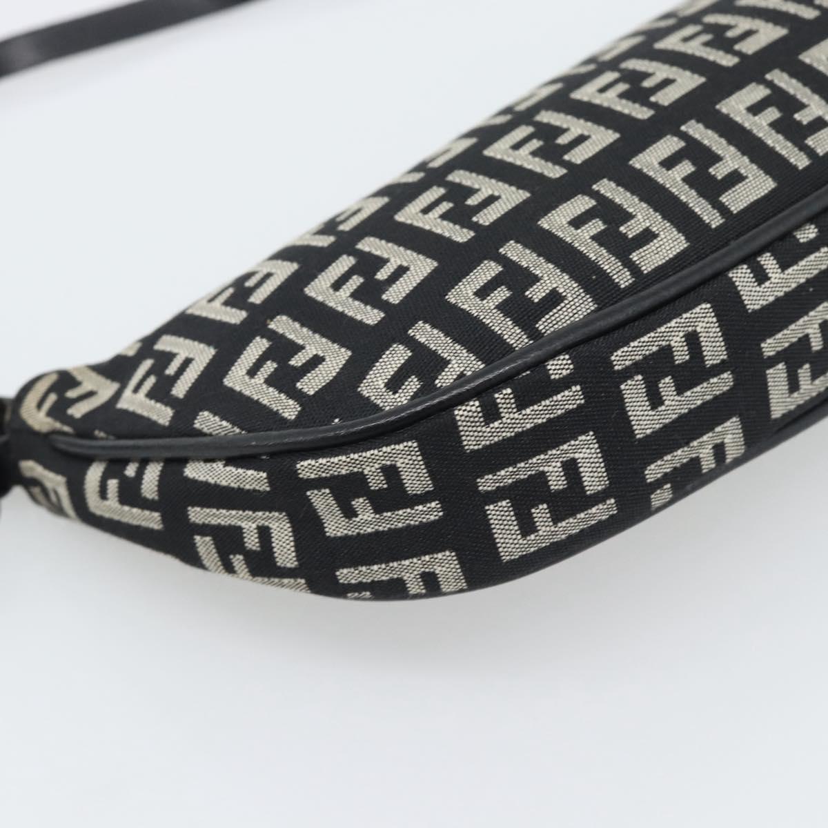 FENDI Zucchino Canvas Accessory Pouch Black Silver Auth 194342A