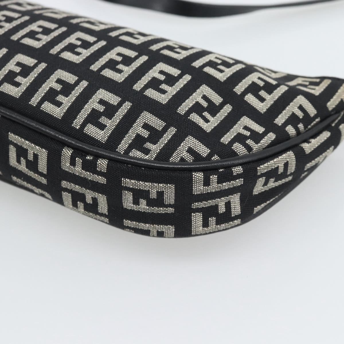 FENDI Zucchino Canvas Accessory Pouch Black Silver Auth 194342A