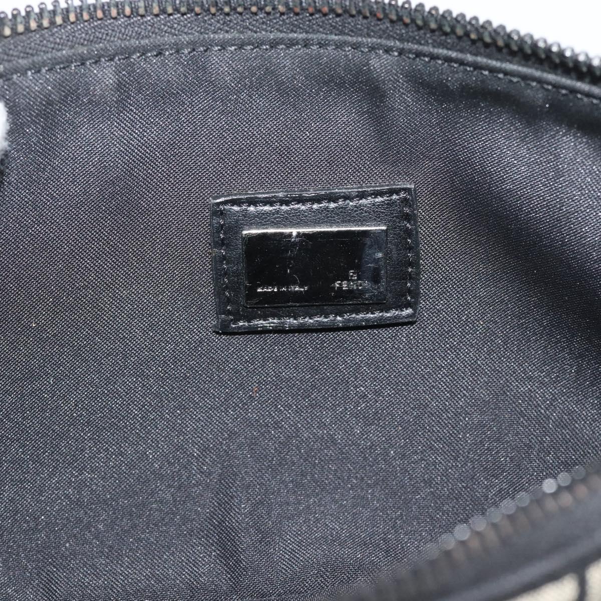 FENDI Zucchino Canvas Accessory Pouch Black Silver Auth 194342A