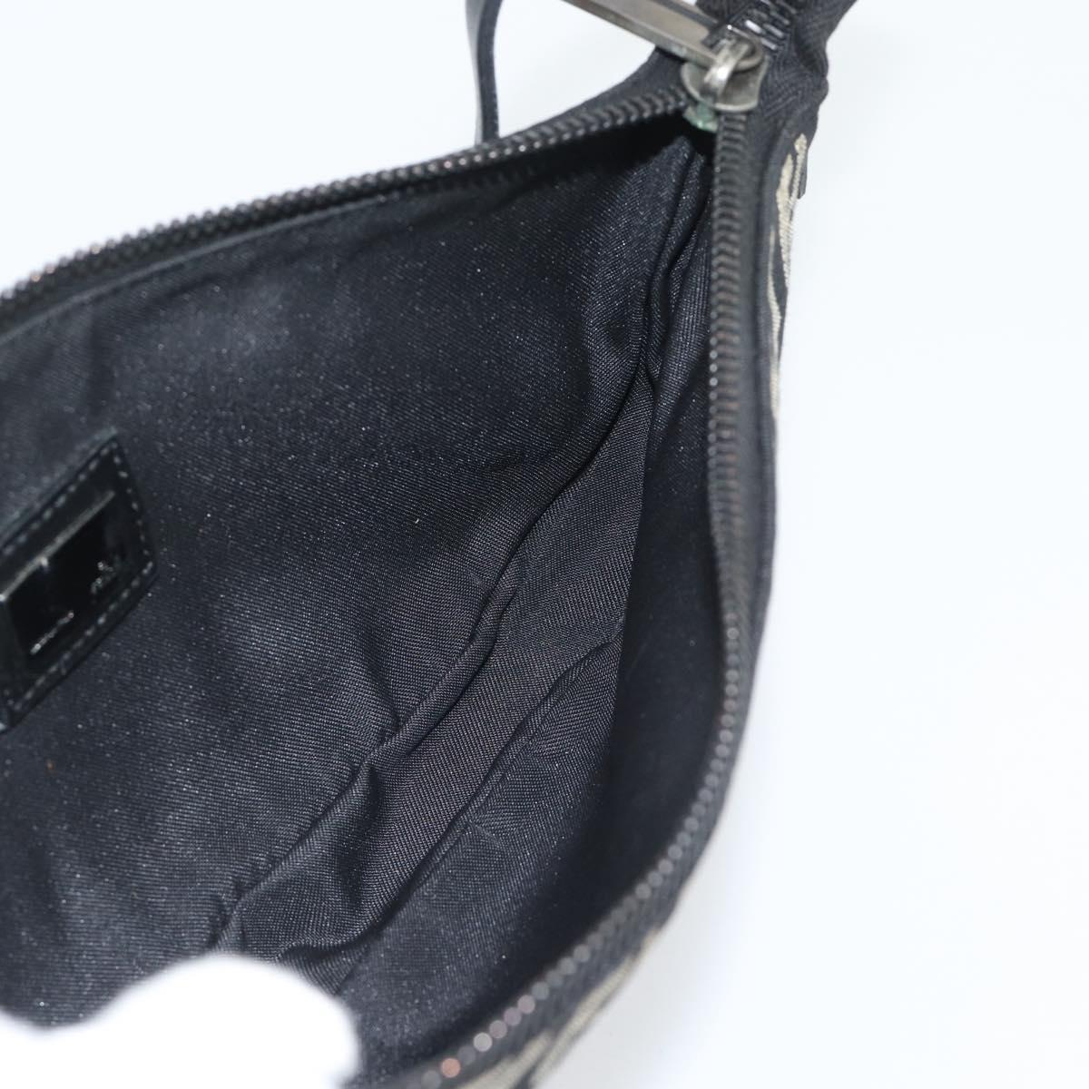 FENDI Zucchino Canvas Accessory Pouch Black Silver Auth 194342A