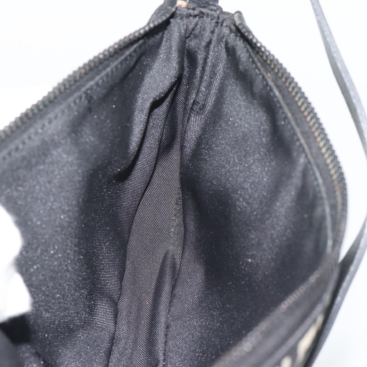 FENDI Zucchino Canvas Accessory Pouch Black Silver Auth 194342A