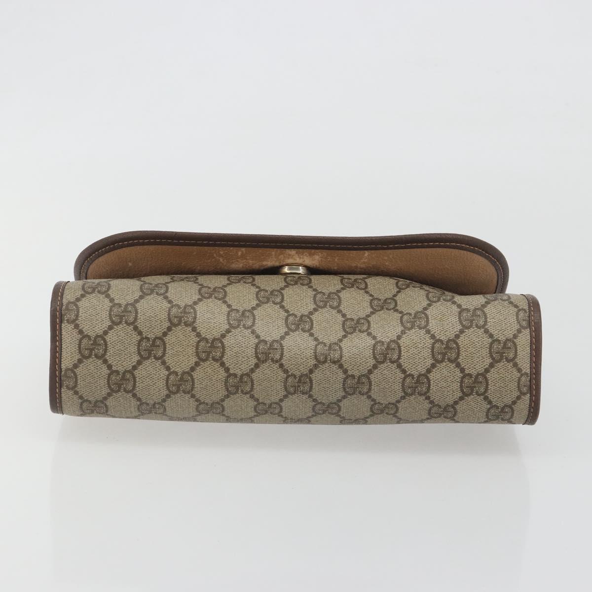 GUCCI GG Supreme Web Sherry Line Bag PVC Beige Gold 156 01 030 Auth 194344