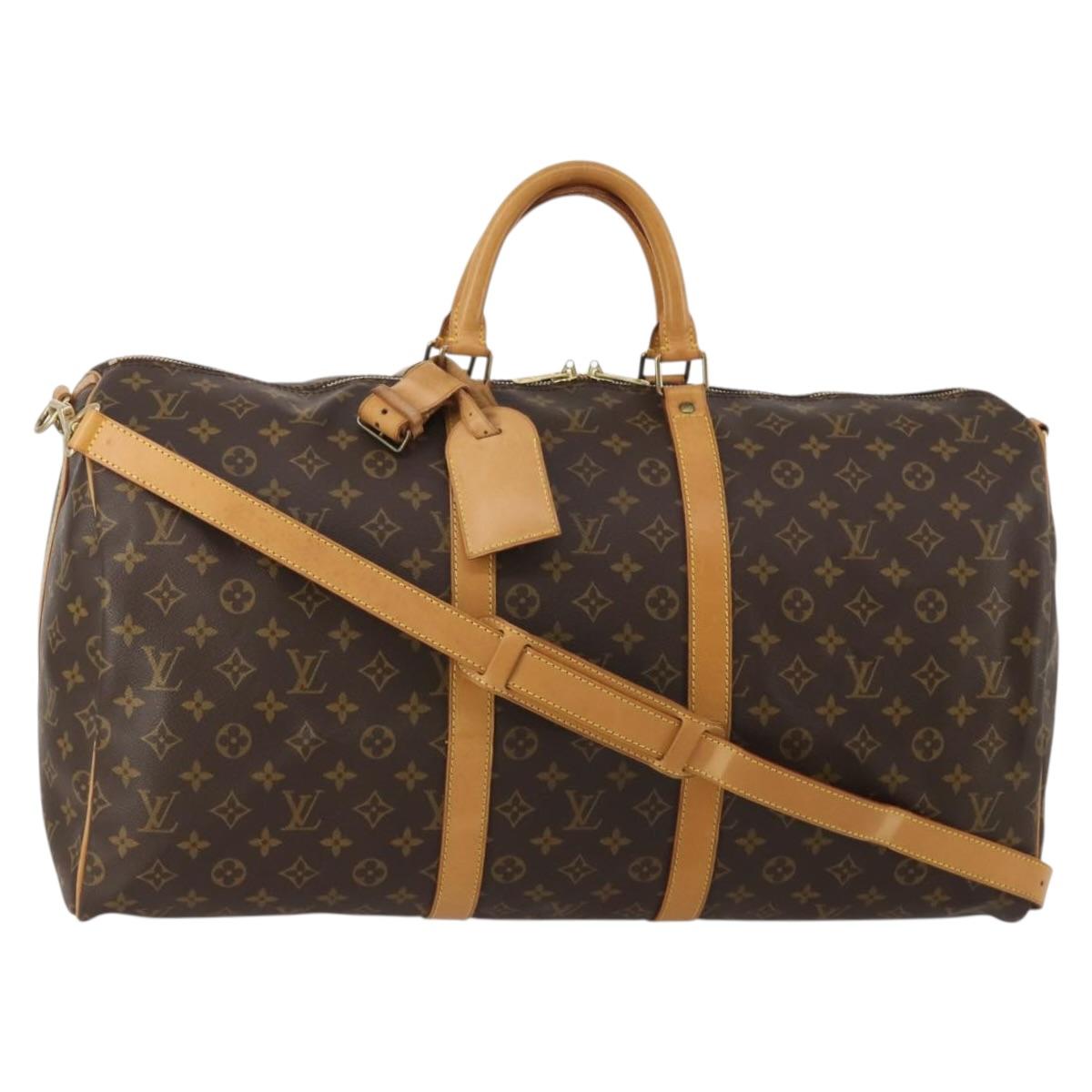 LOUIS VUITTON Monogram Keepall Bandouliere 55 Boston Bag M41414 LV Auth 194346V