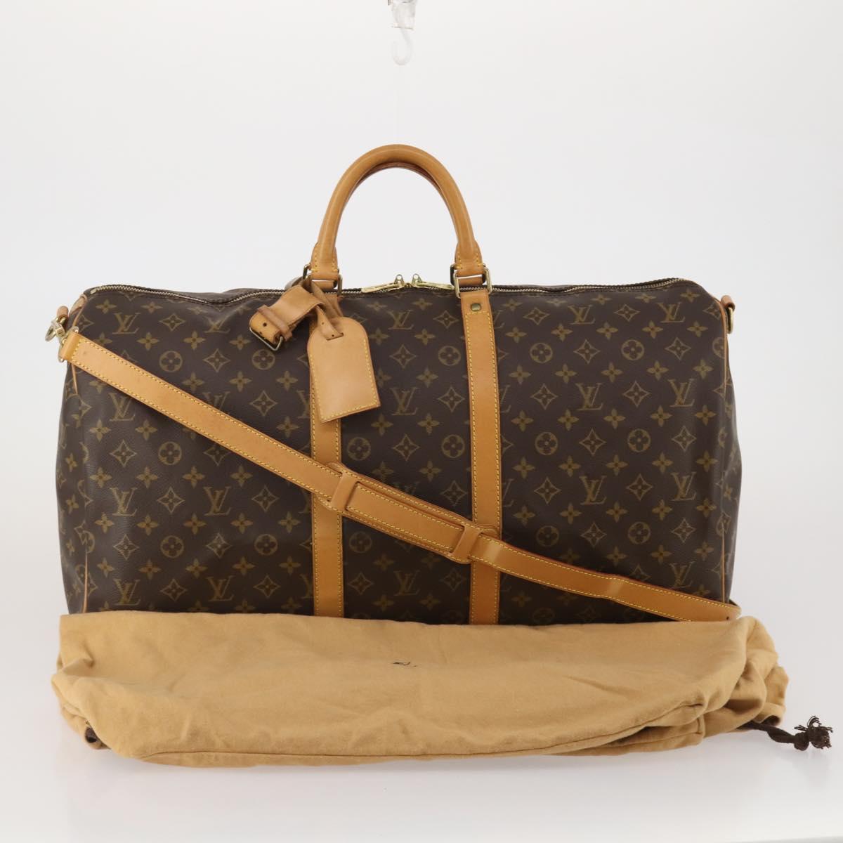 LOUIS VUITTON Monogram Keepall Bandouliere 55 Boston Bag M41414 LV Auth 194346V