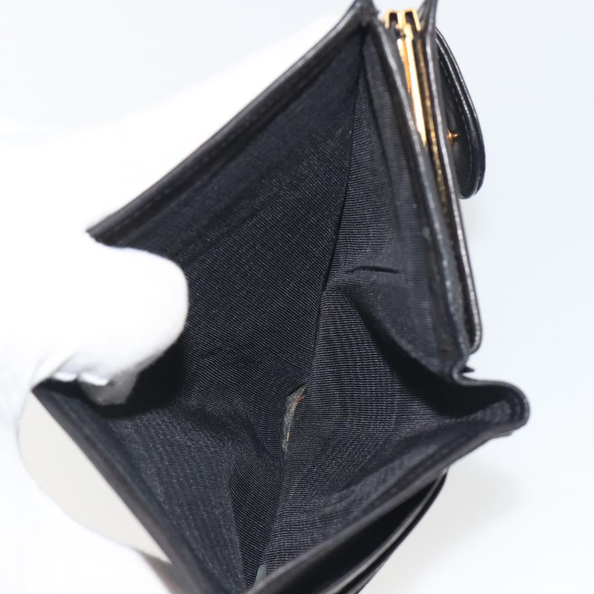 CHANEL Bicolore Bifold Wallet Lamb Skin Black Gold CC Auth 194348A