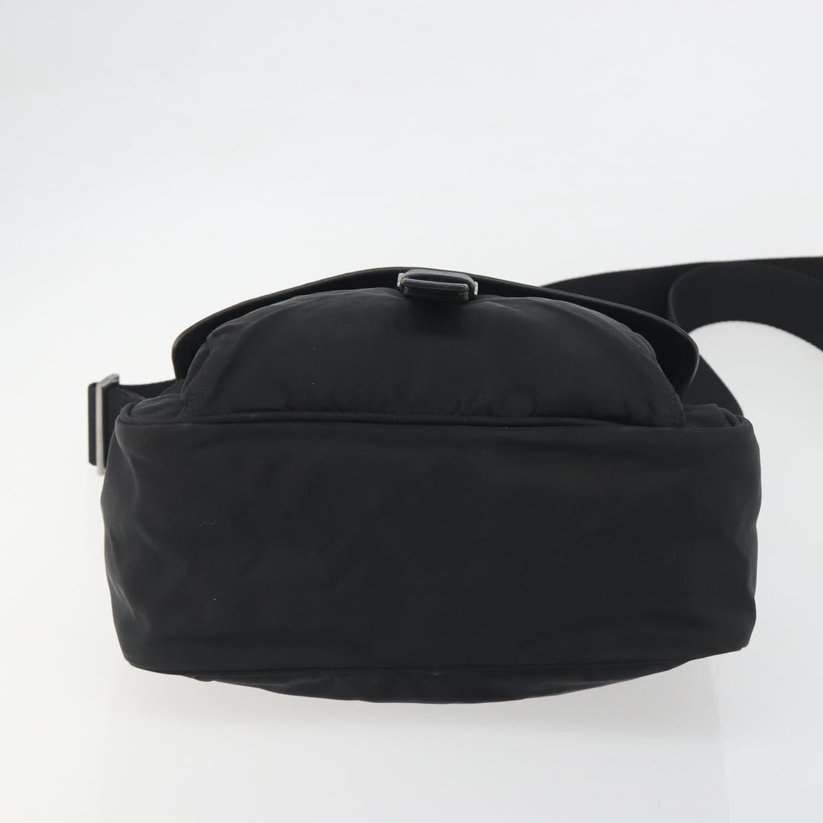 PRADA Shoulder Bag Nylon Black Silver Auth 194350A