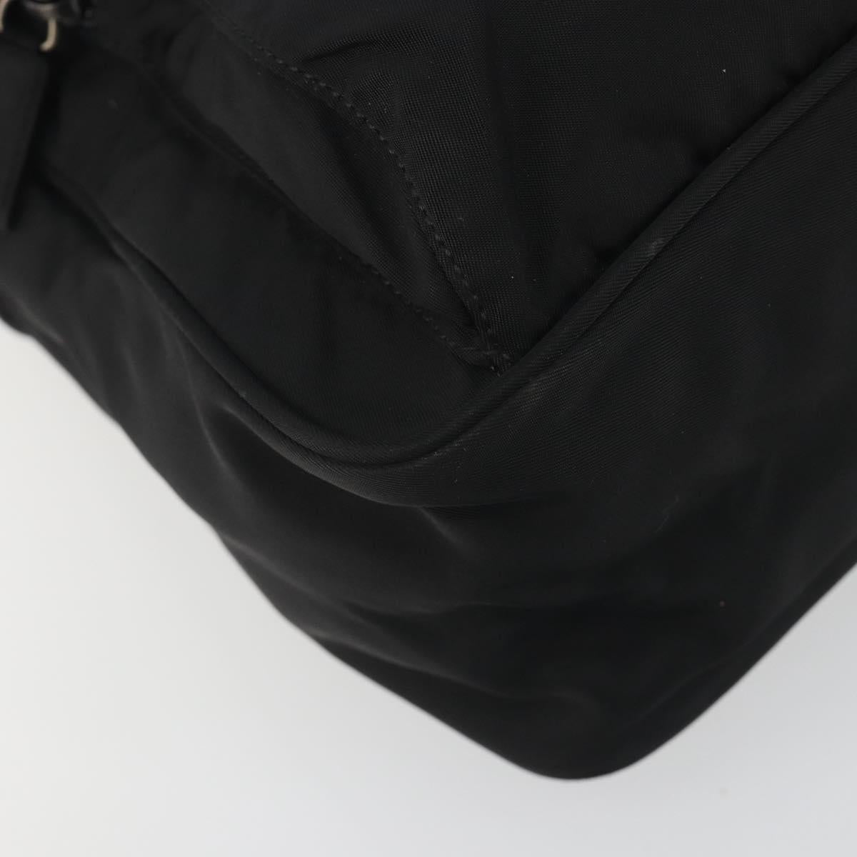 PRADA Shoulder Bag Nylon Black Silver Auth 194350A