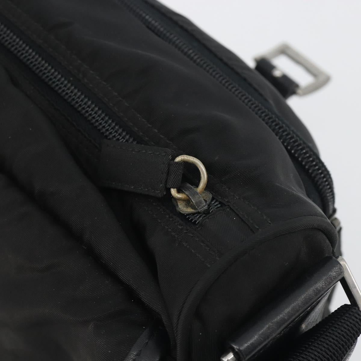 PRADA Shoulder Bag Nylon Black Silver Auth 194350A