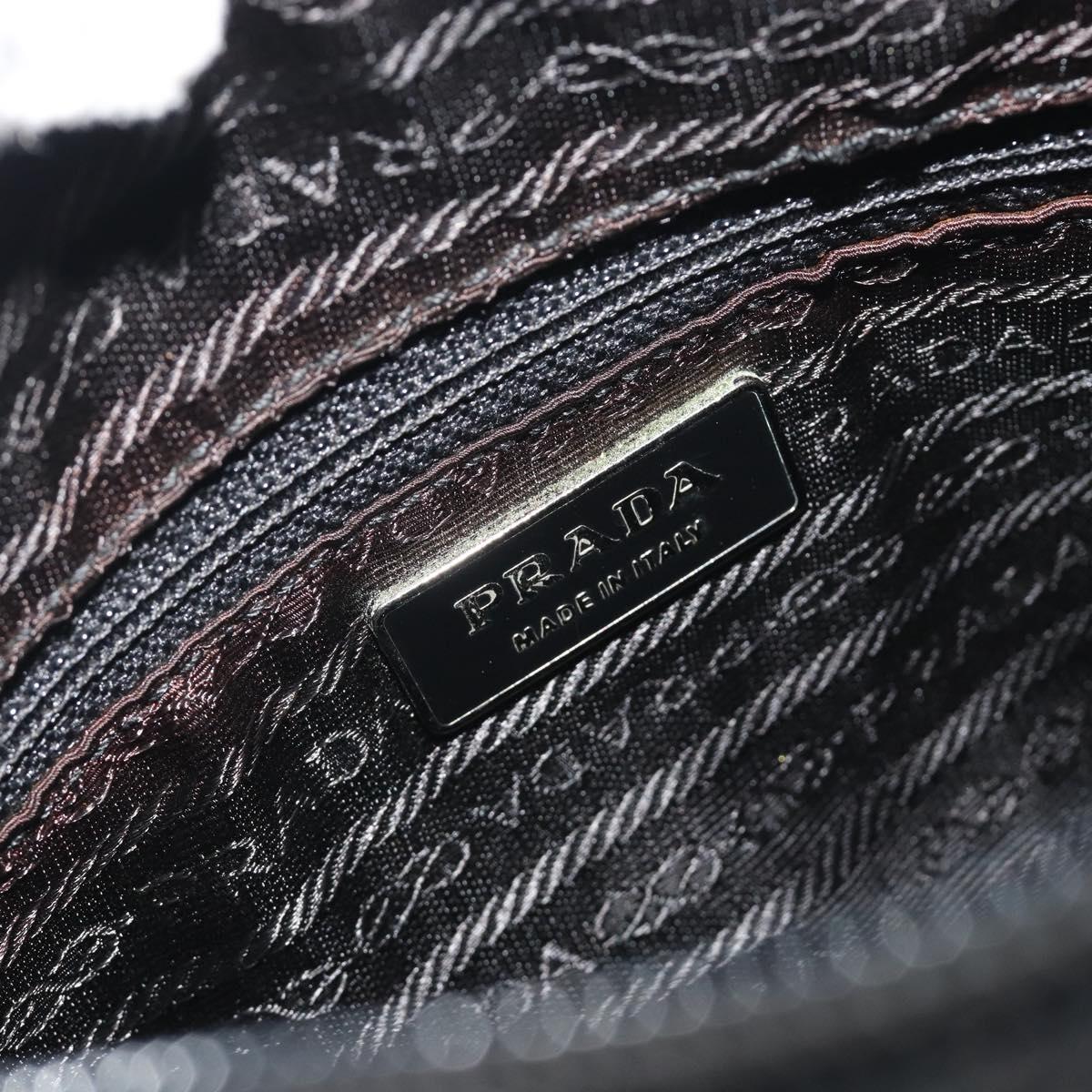 PRADA Shoulder Bag Nylon Black Silver Auth 194350A