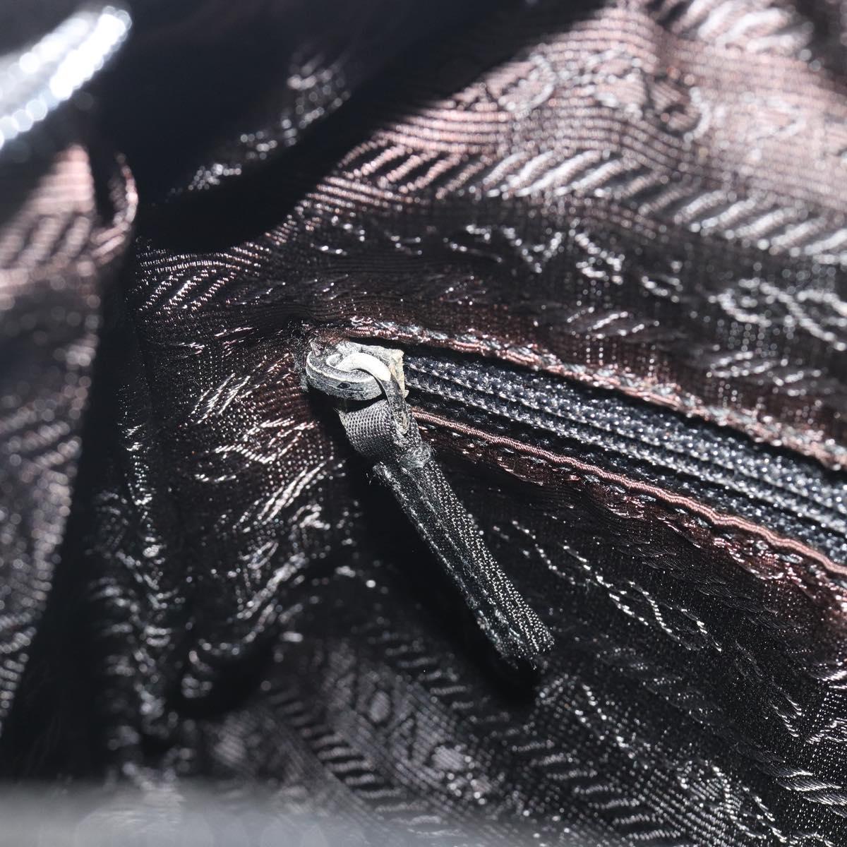 PRADA Shoulder Bag Nylon Black Silver Auth 194350A