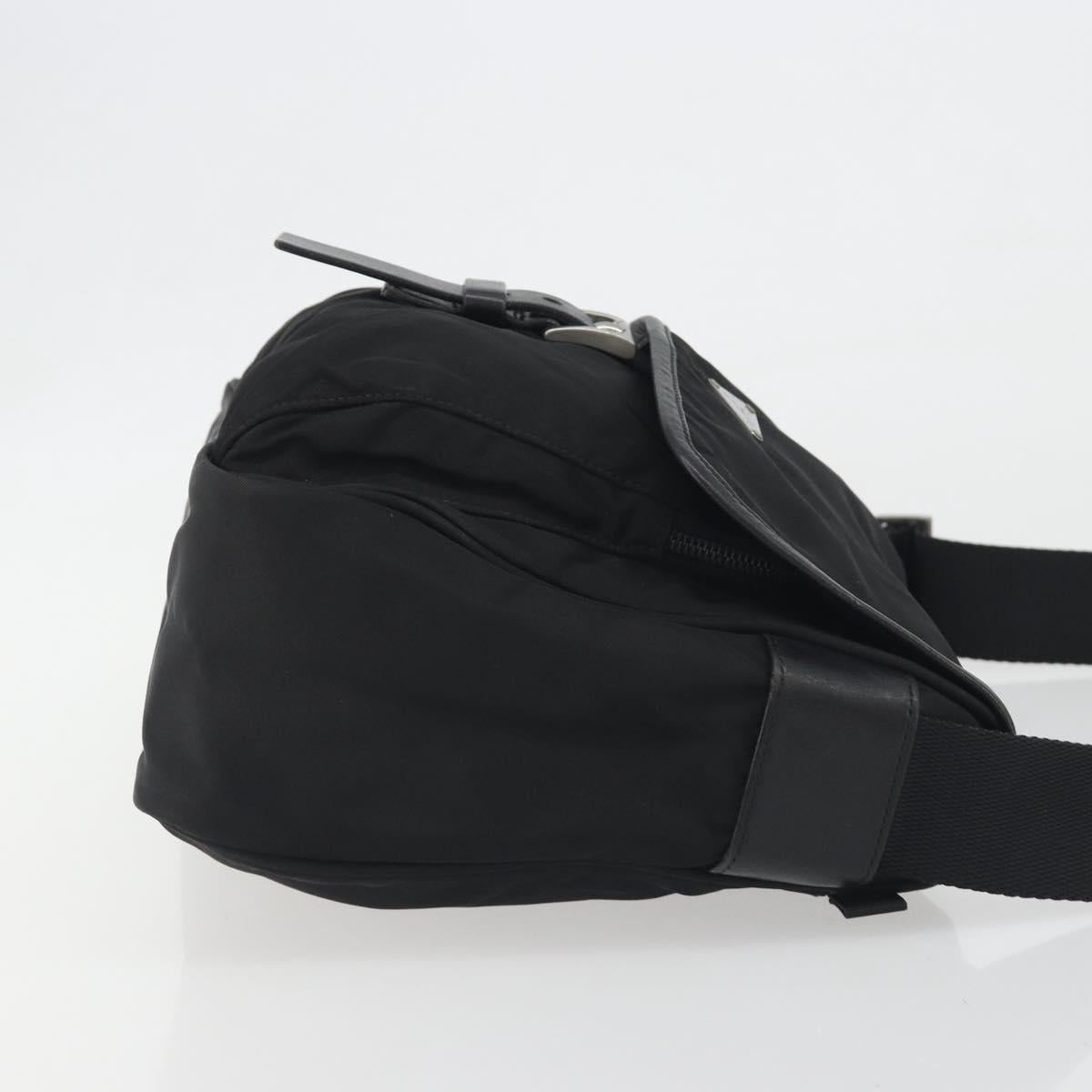 PRADA Shoulder Bag Nylon Black Silver Auth 194350A