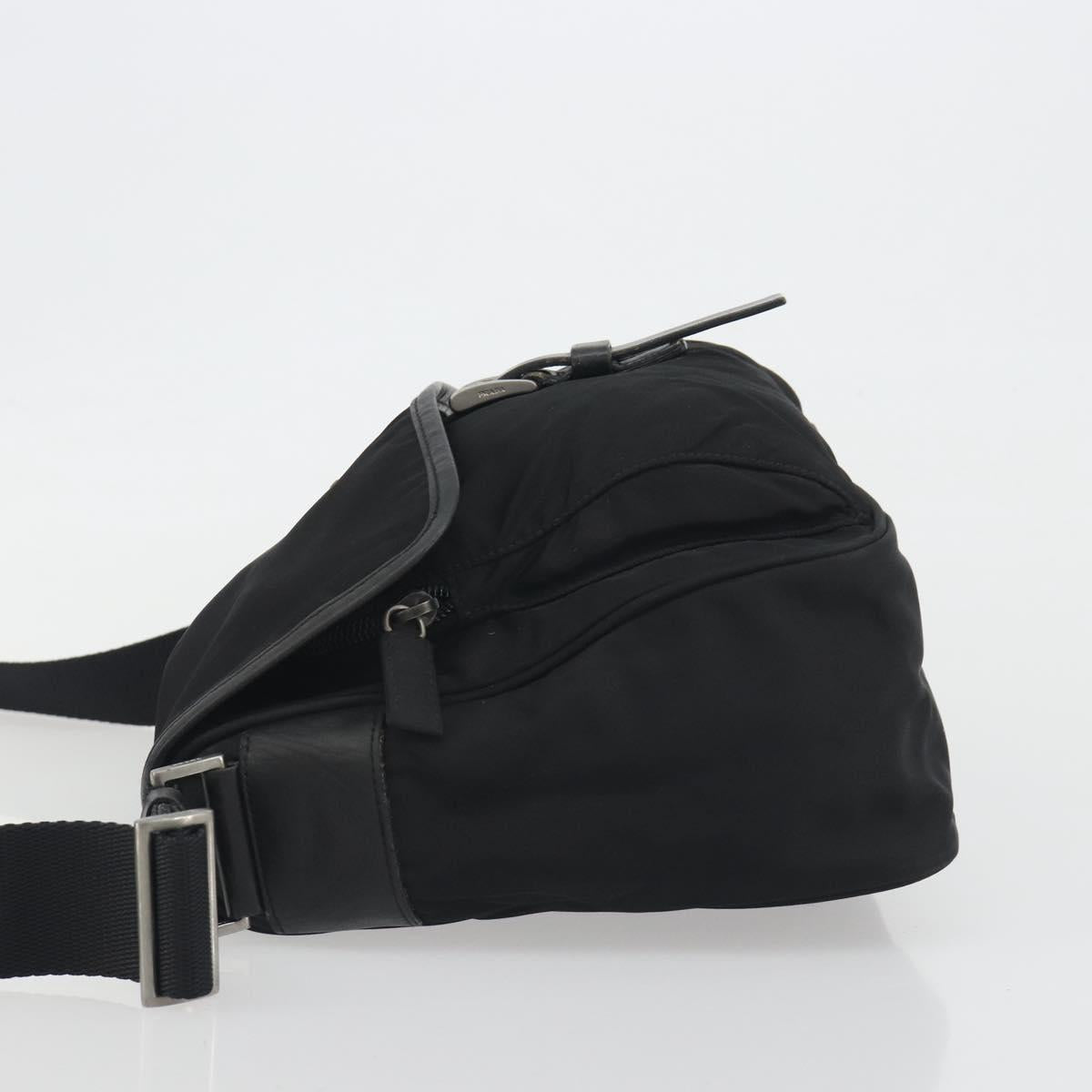 PRADA Shoulder Bag Nylon Black Silver Auth 194350A