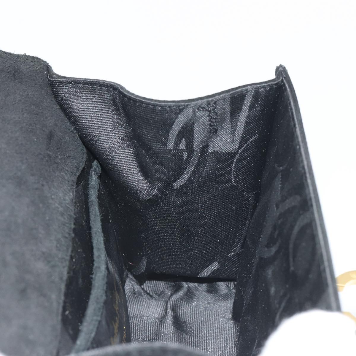 Salvatore Ferragamo Gancini Shoulder Bag Suede Black Gold Auth 194354A