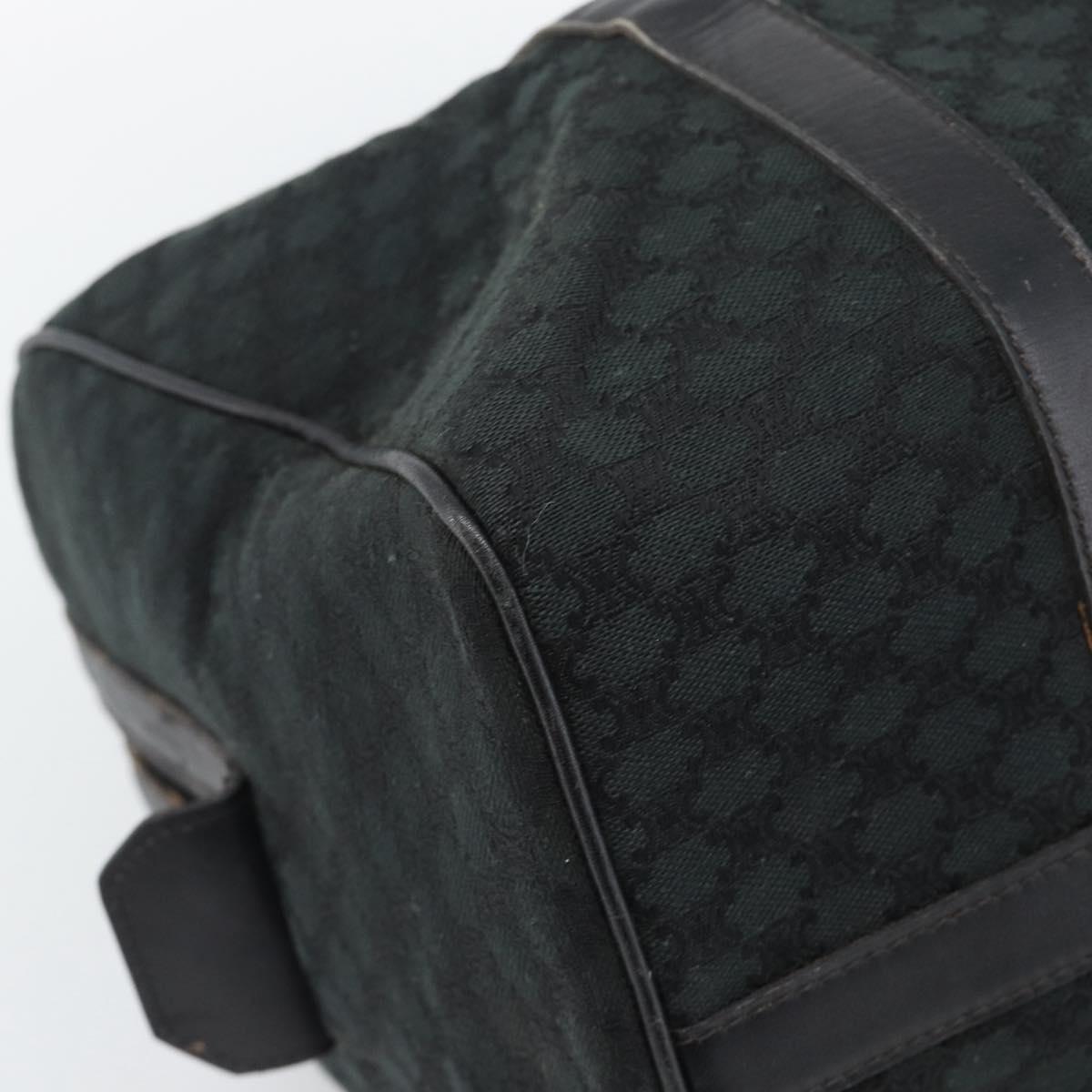 CELINE Macadam Canvas Boston Bag Black Gold Auth 194355