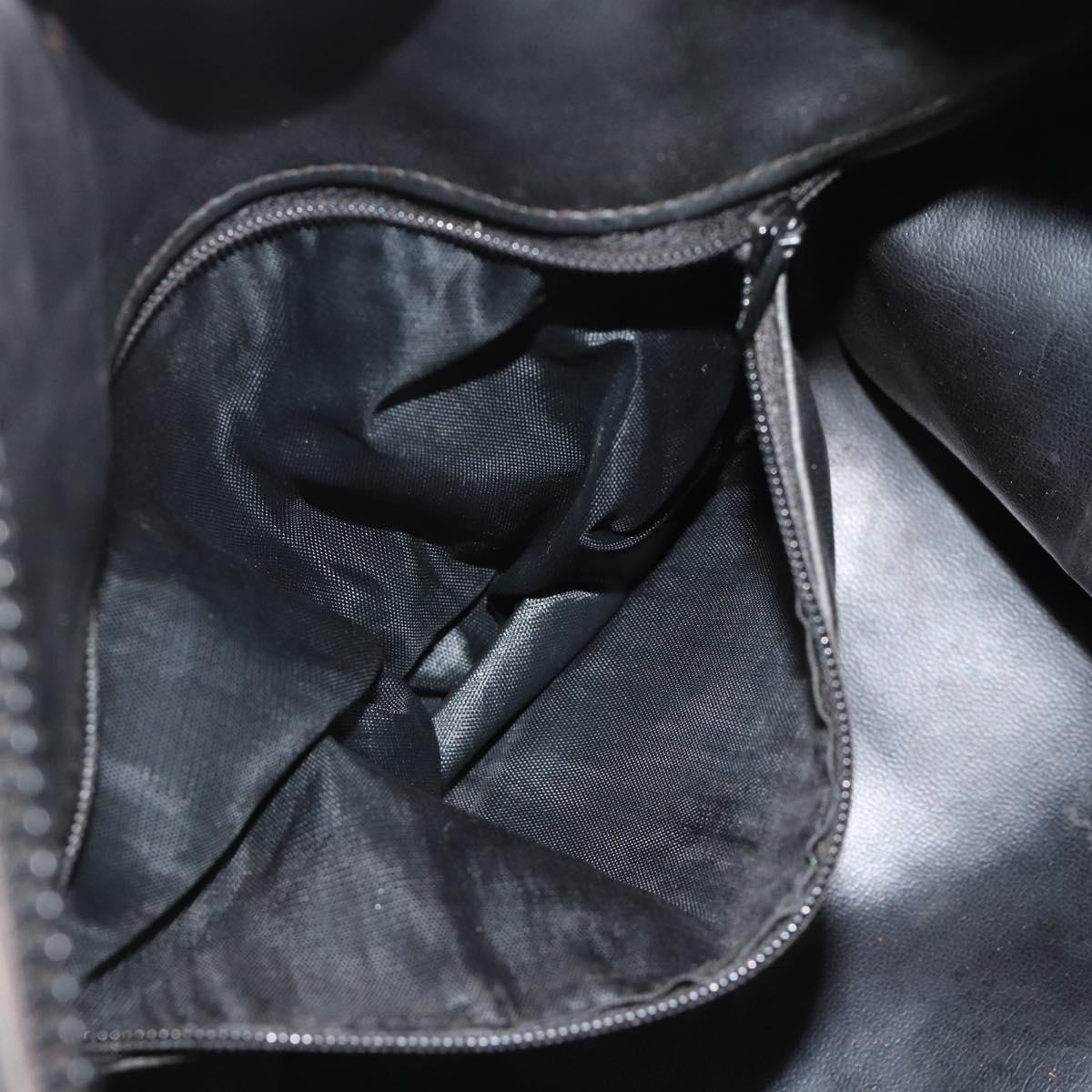 CELINE Macadam Canvas Boston Bag Black Gold Auth 194355