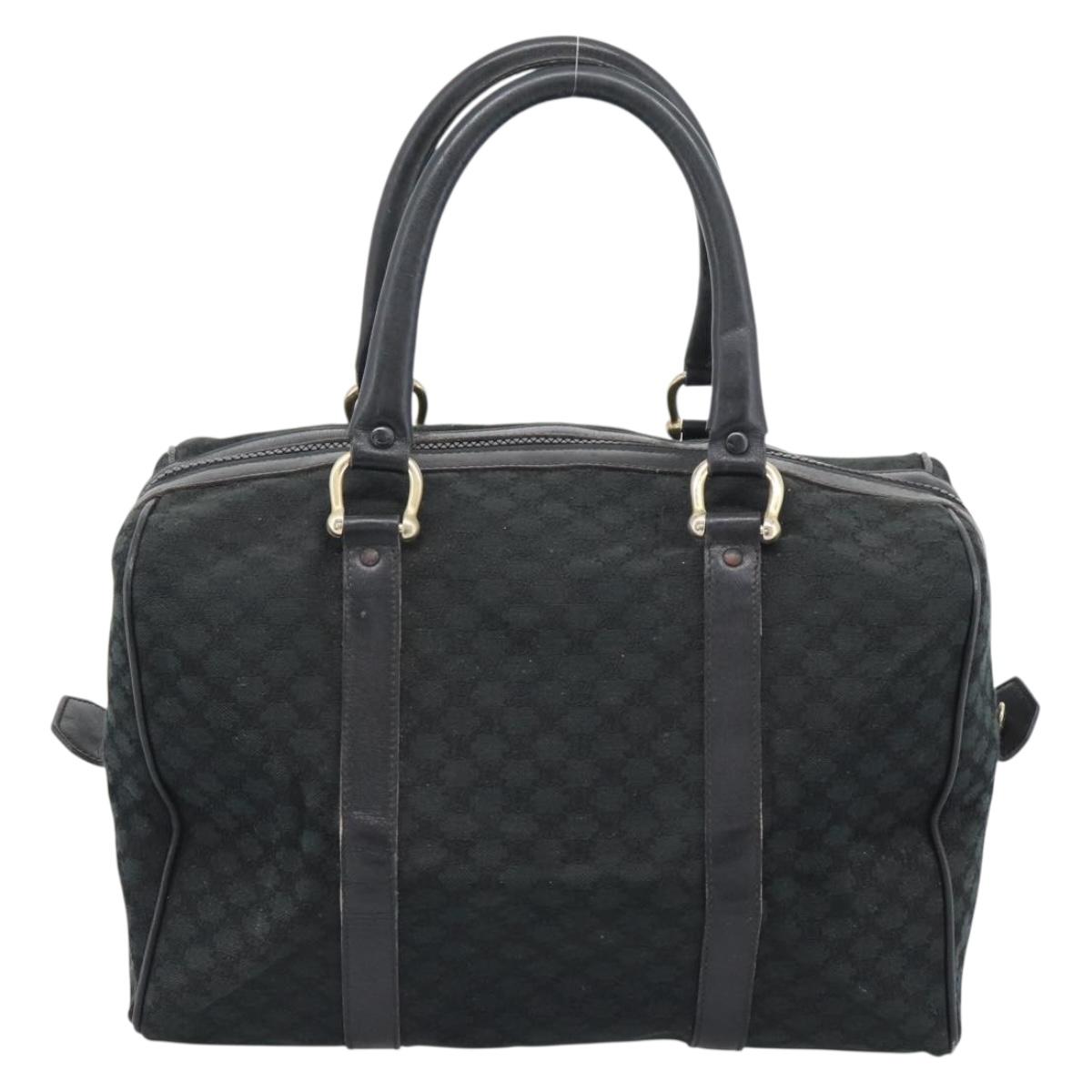 CELINE Macadam Canvas Boston Bag Black Gold Auth 194355