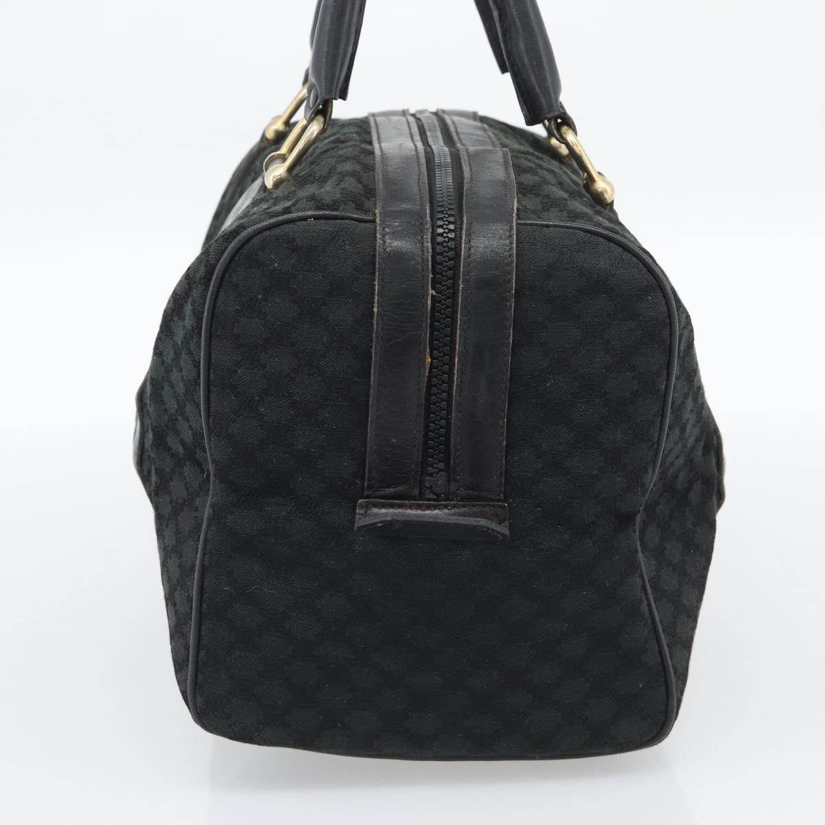CELINE Macadam Canvas Boston Bag Black Gold Auth 194355