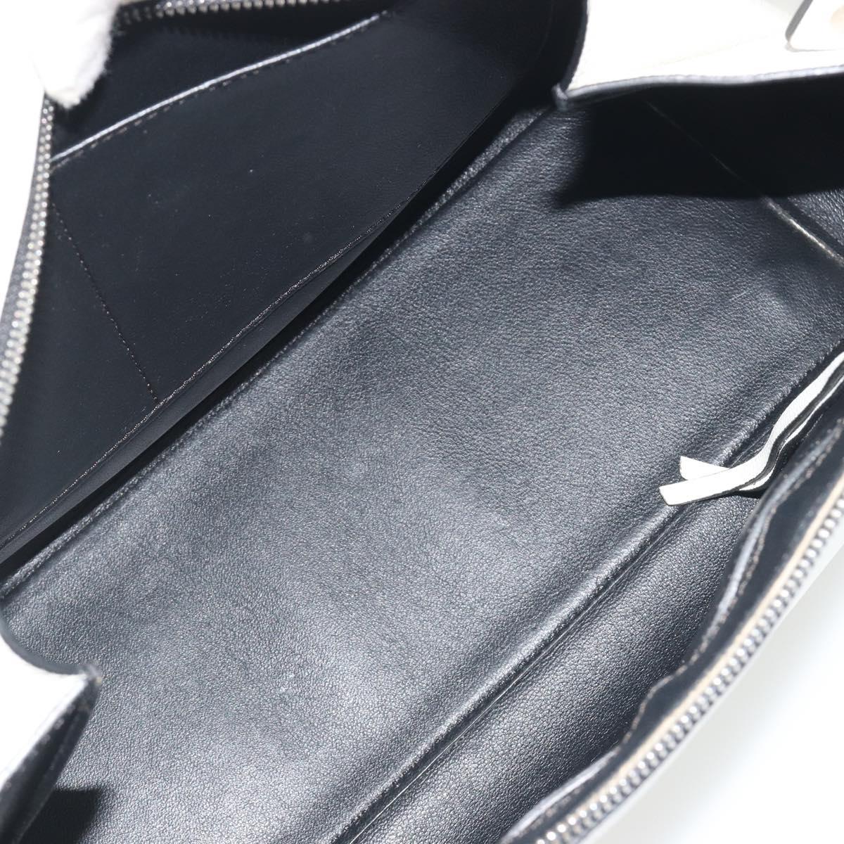 CELINE Edge Medium Hand Bag Leather White Silver Auth 194359A