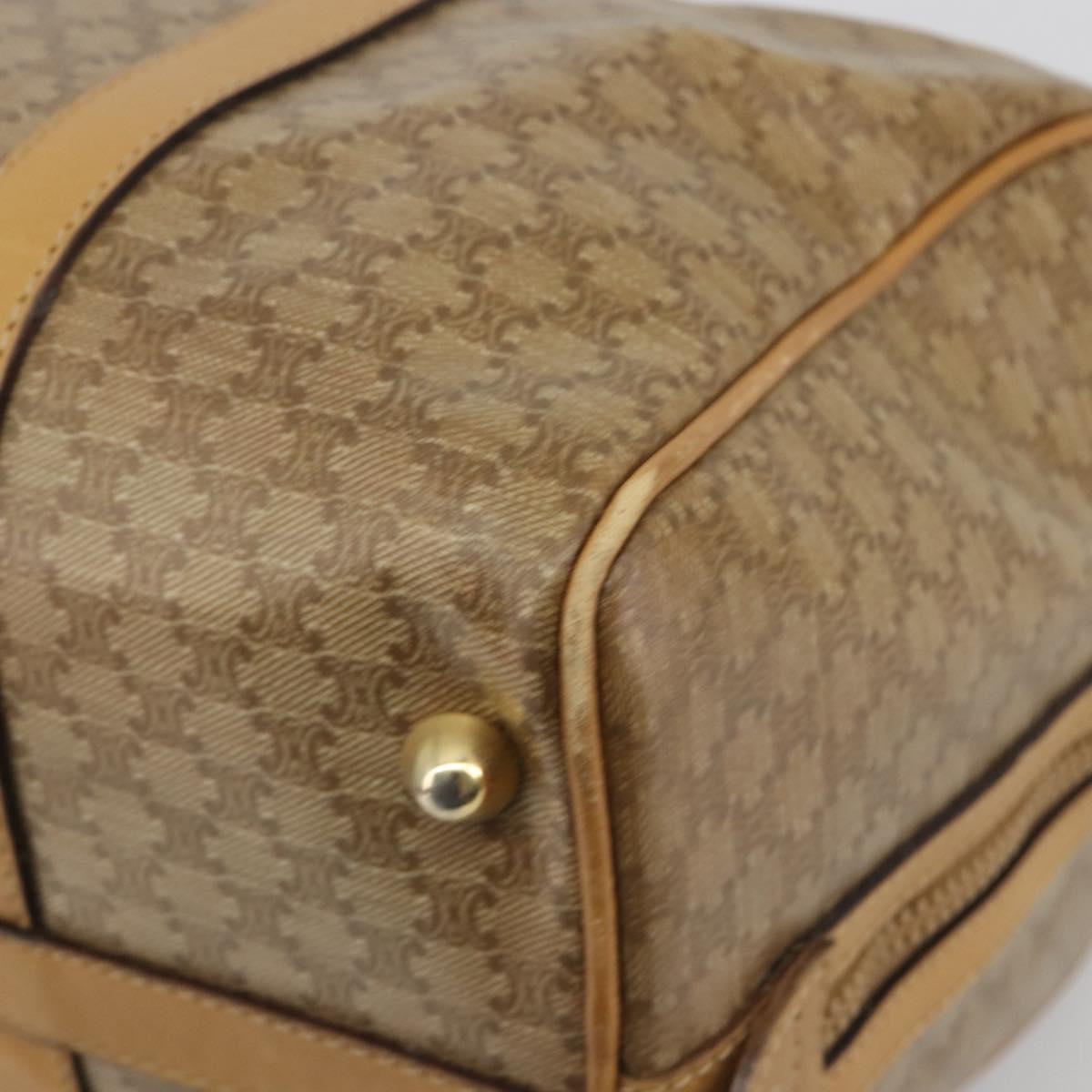 CELINE Macadam Canvas Boston Bag PVC Beige Gold Auth 194366
