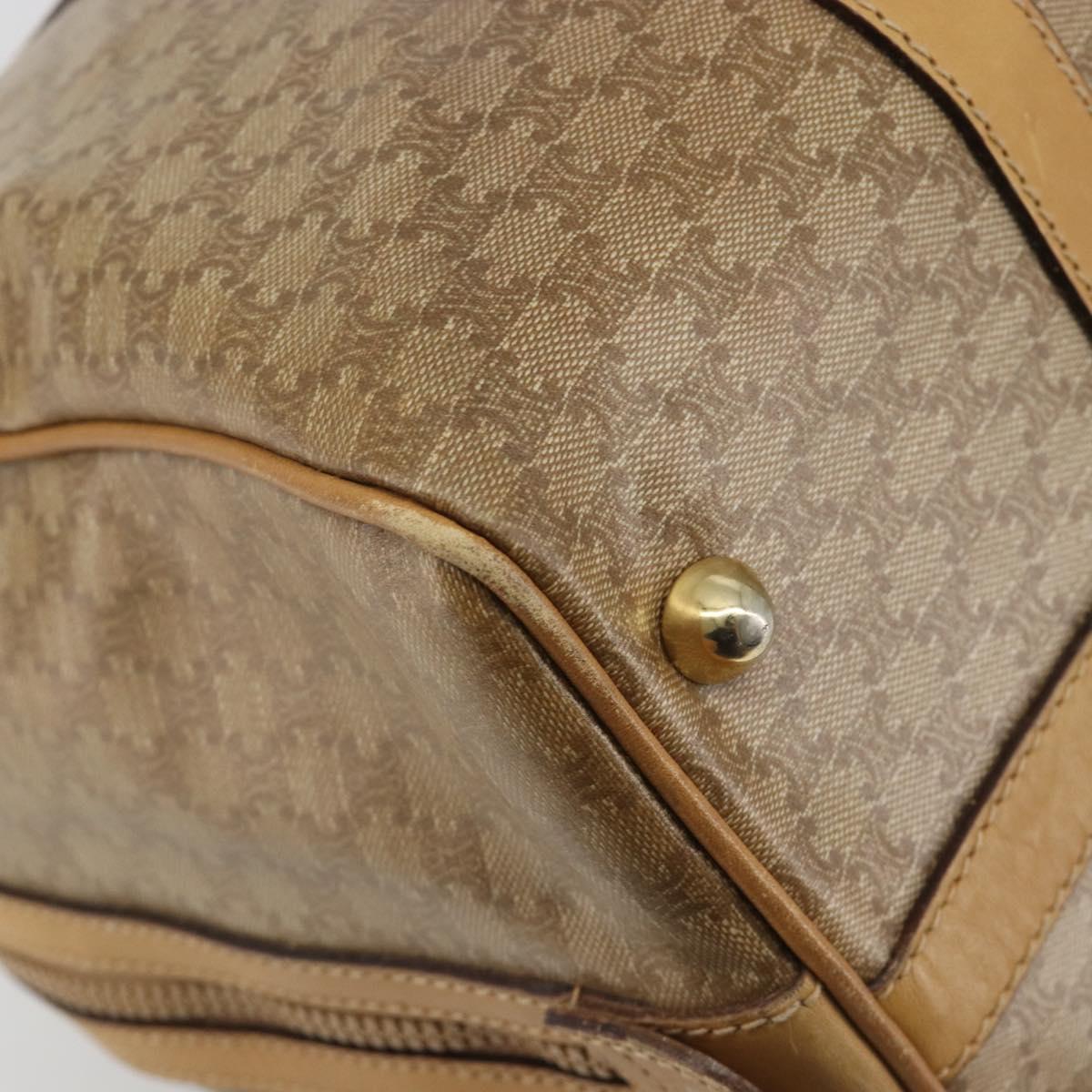 CELINE Macadam Canvas Boston Bag PVC Beige Gold Auth 194366
