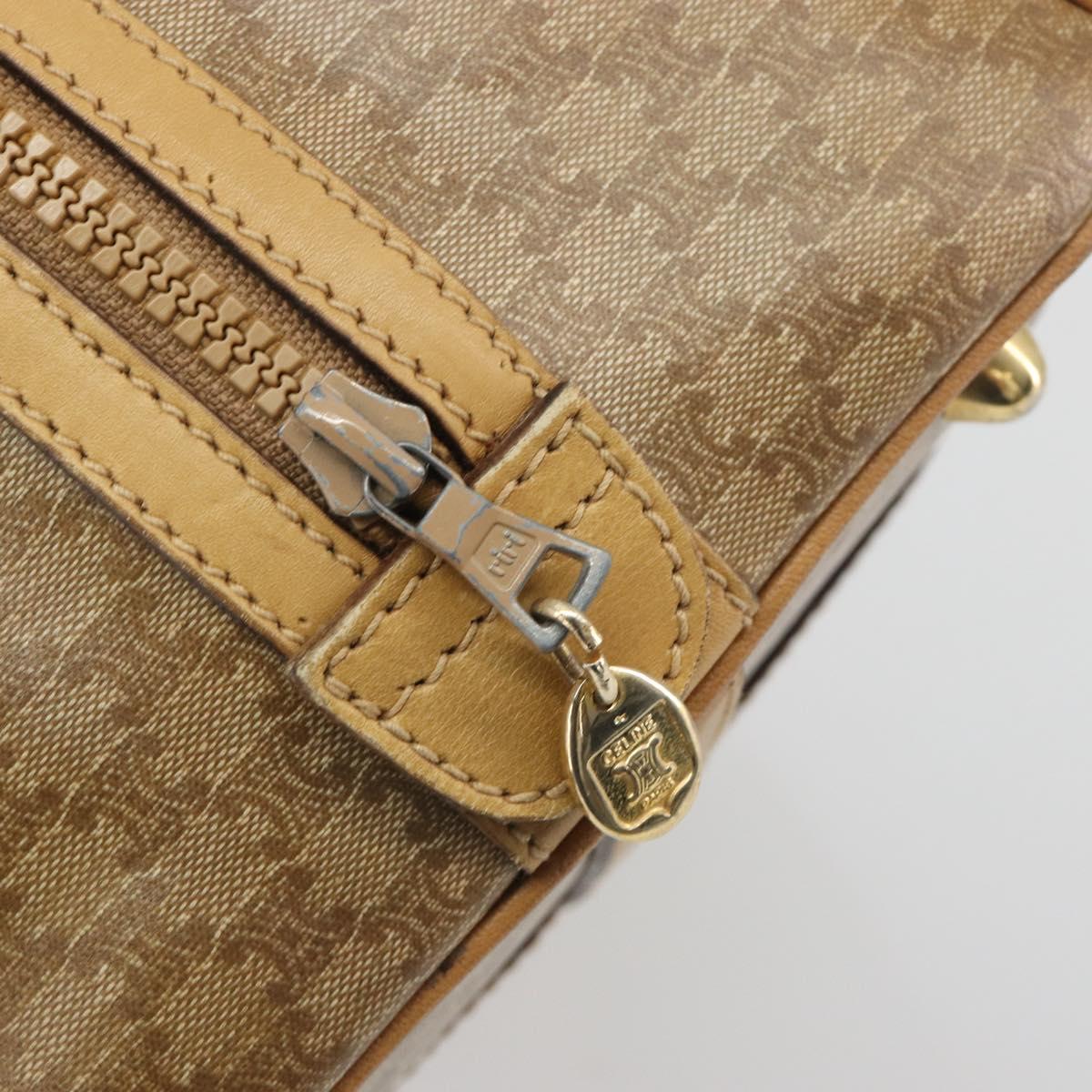 CELINE Macadam Canvas Boston Bag PVC Beige Gold Auth 194366