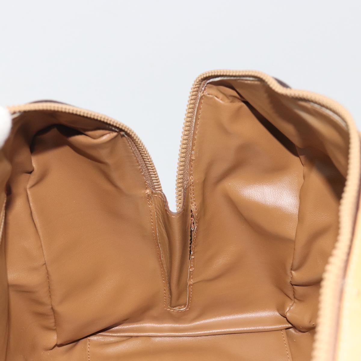 CELINE Macadam Canvas Boston Bag PVC Beige Gold Auth 194366