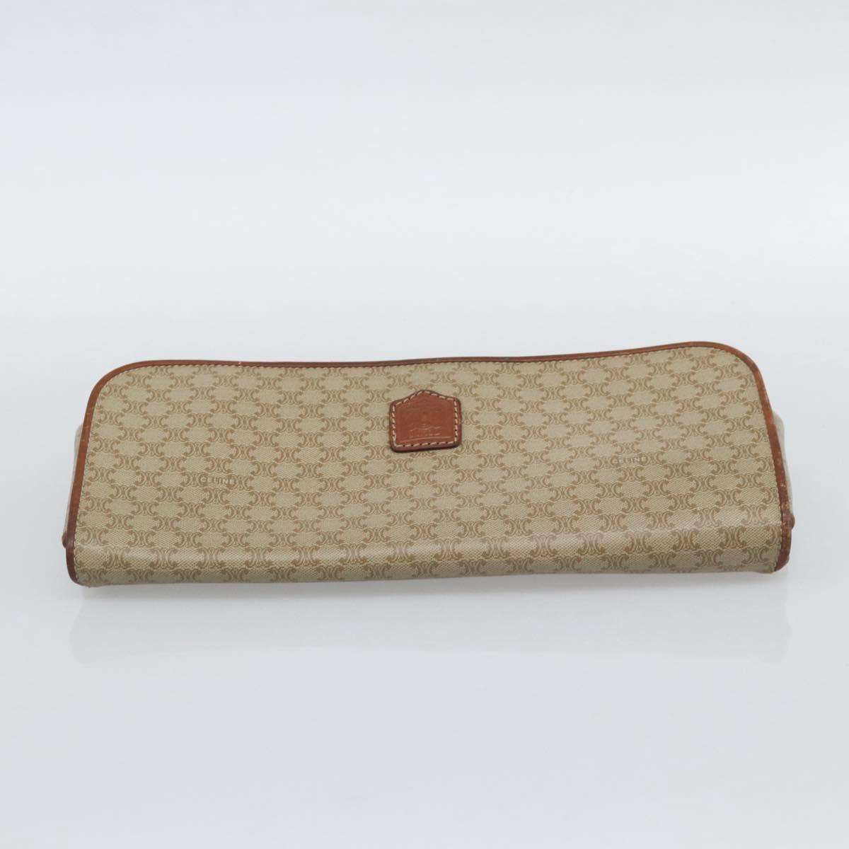 CELINE Macadam Clutch Bag PVC Beige Gold Auth 194369