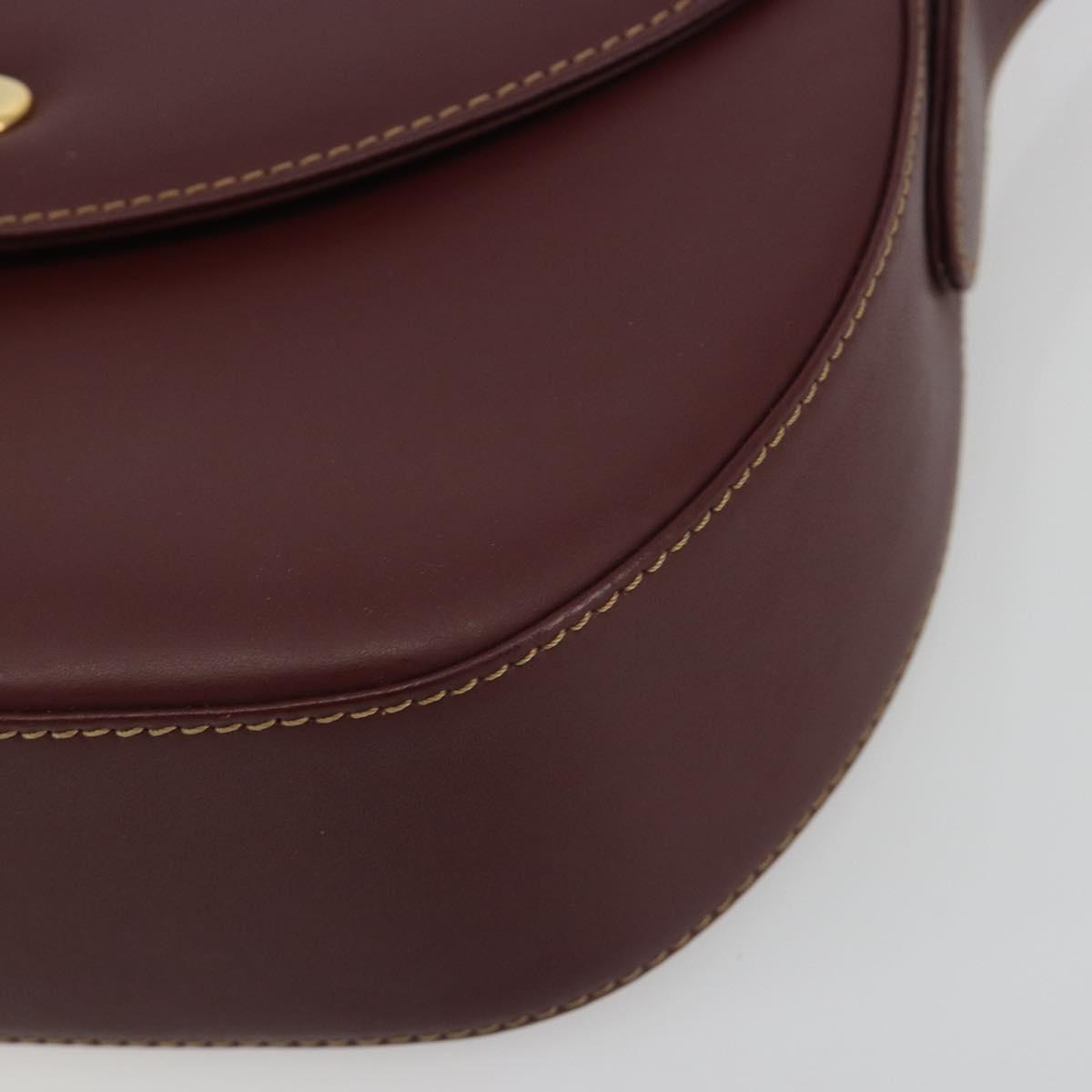 CARTIER Must Line Shoulder Bag Leather Bordeaux Gold Auth 194371A