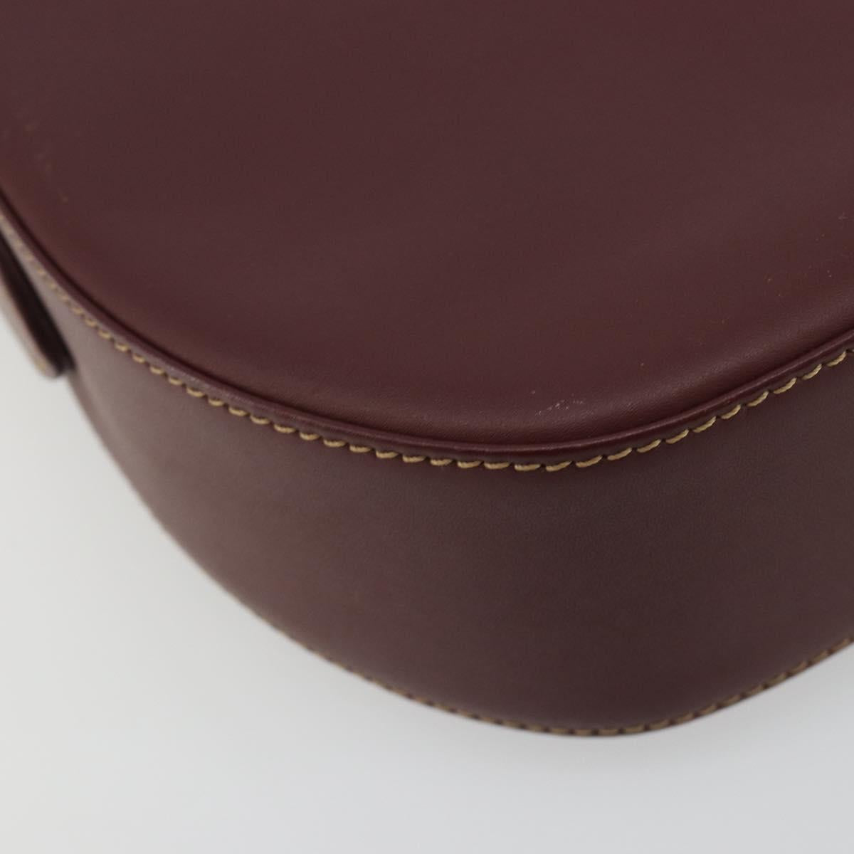 CARTIER Must Line Shoulder Bag Leather Bordeaux Gold Auth 194371A
