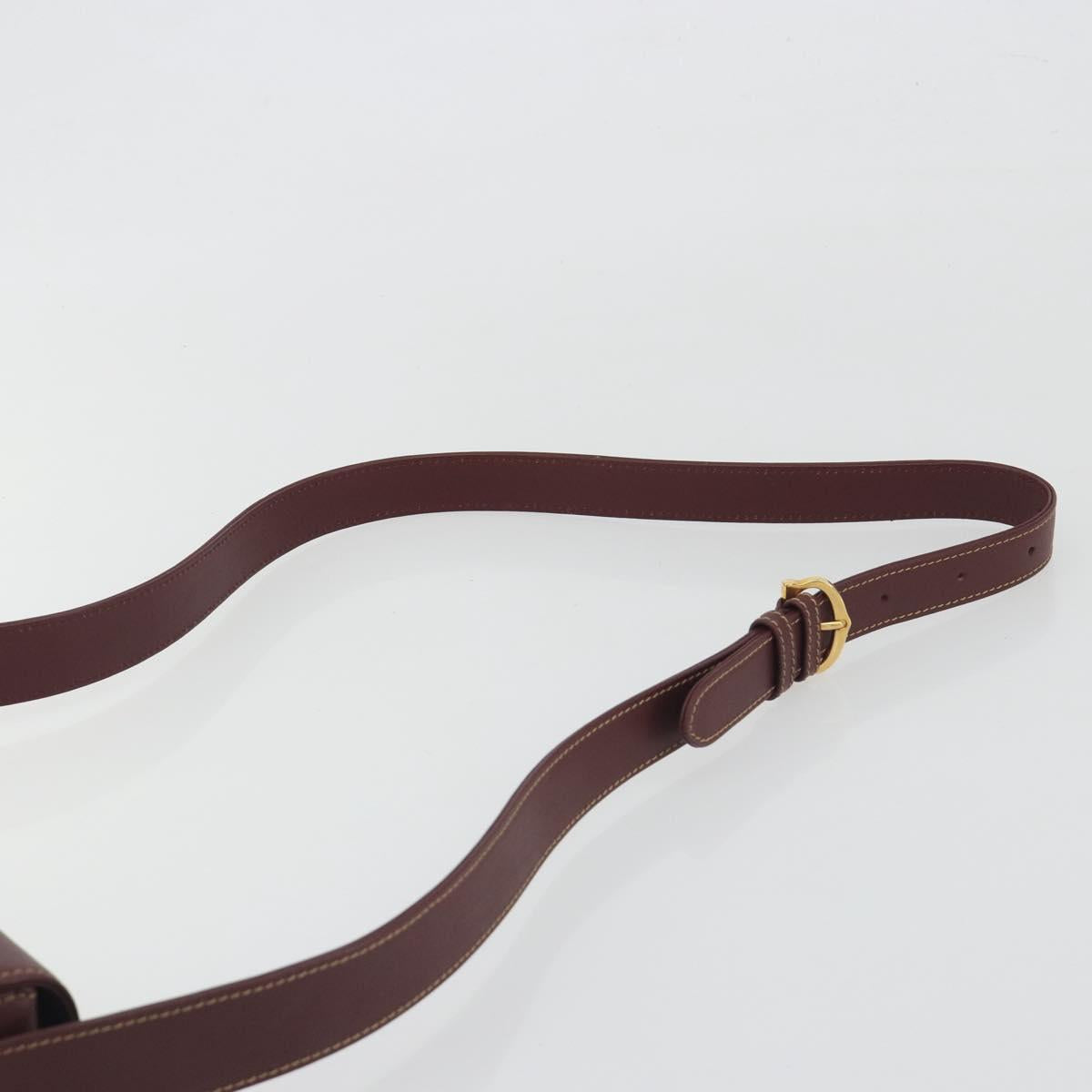 CARTIER Must Line Shoulder Bag Leather Bordeaux Gold Auth 194371A