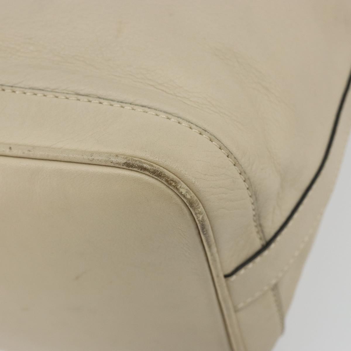 CELINE Shoulder Bag Leather Beige Gold Auth 194372