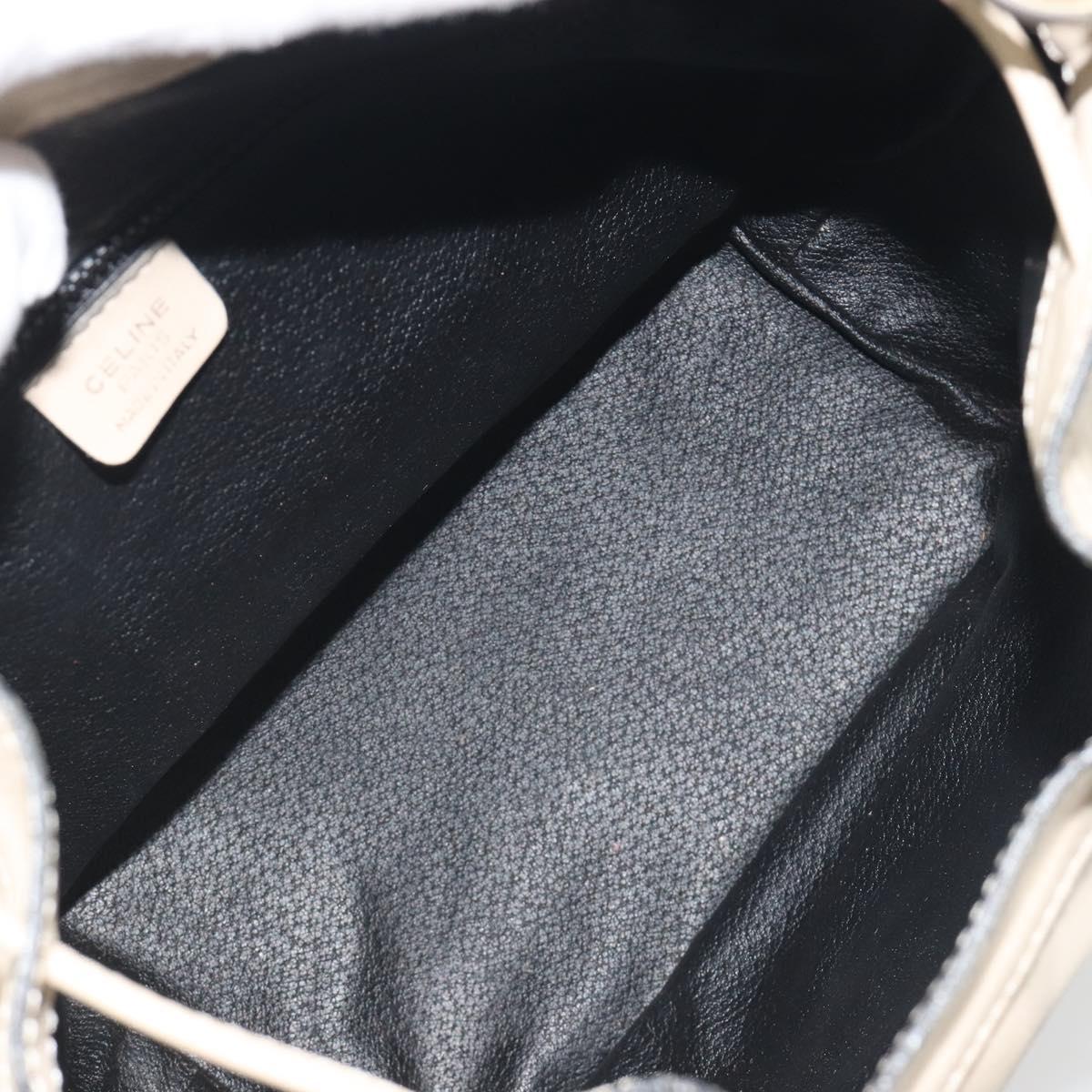 CELINE Shoulder Bag Leather Beige Gold Auth 194372