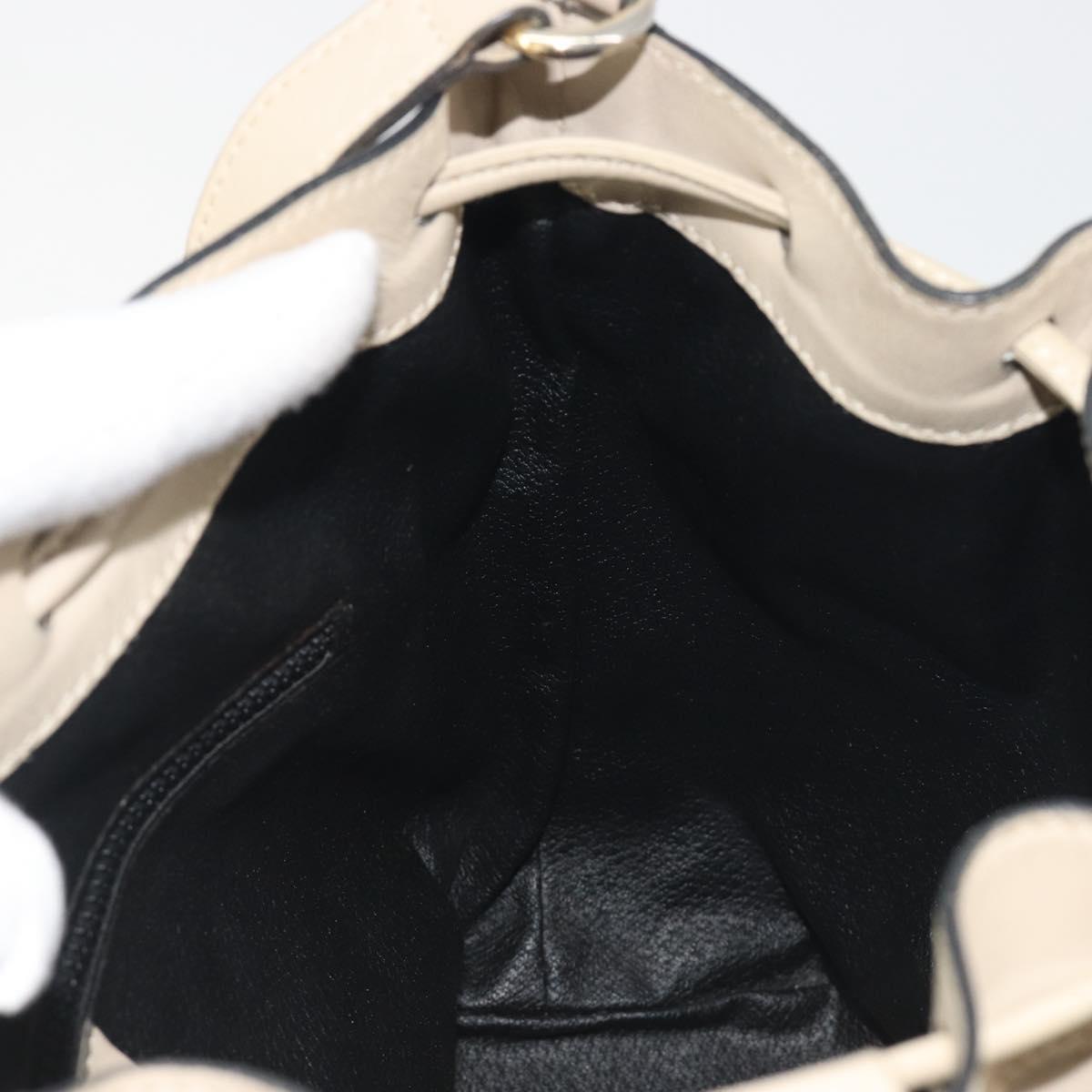 CELINE Shoulder Bag Leather Beige Gold Auth 194372