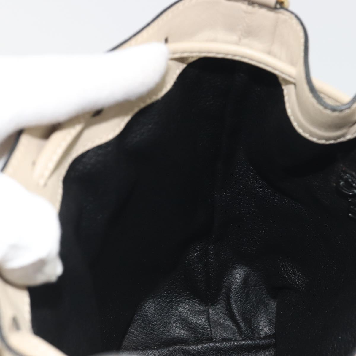 CELINE Shoulder Bag Leather Beige Gold Auth 194372