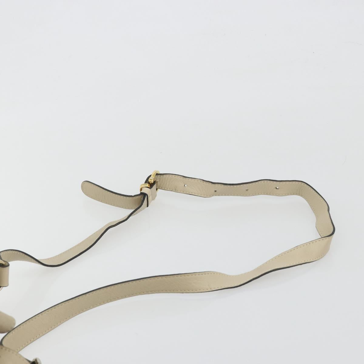 CELINE Shoulder Bag Leather Beige Gold Auth 194372