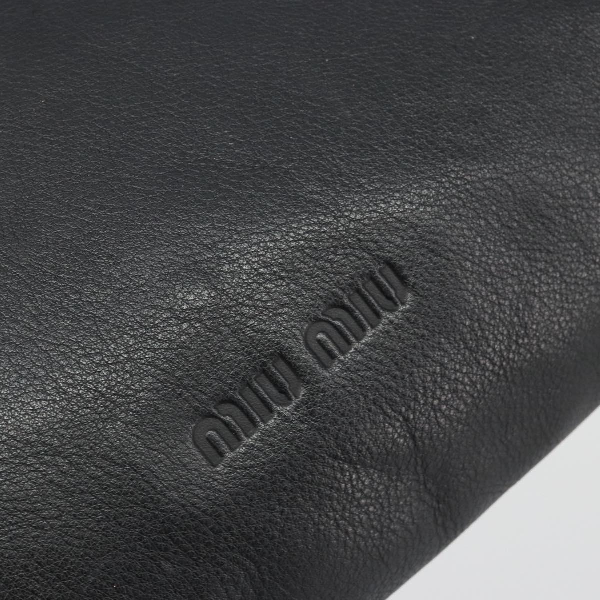 Miu Miu Shoulder Bag Leather Black Gold Auth 194374A