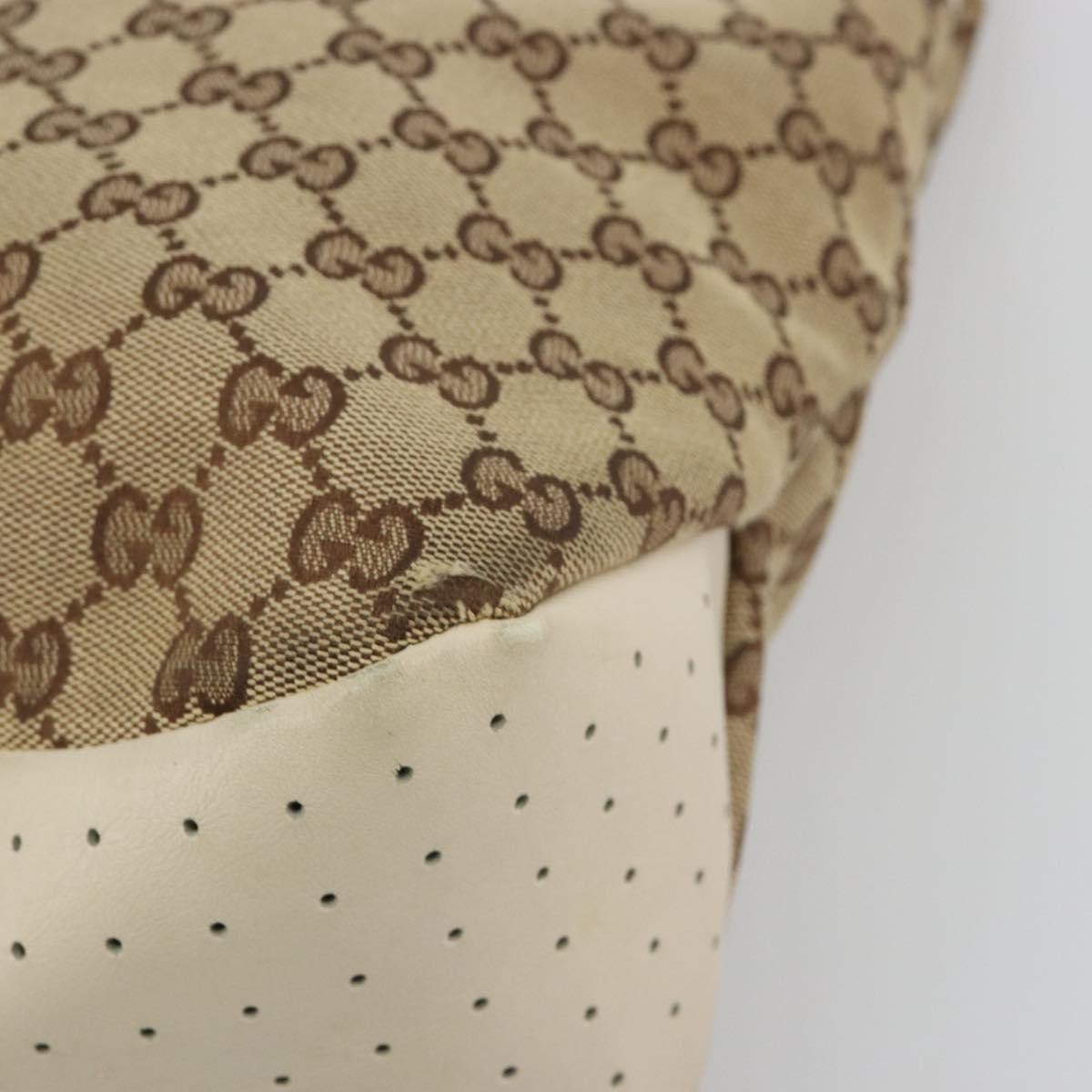 GUCCI GG Canvas Tote Bag Beige Silver 153238 Auth 194375A