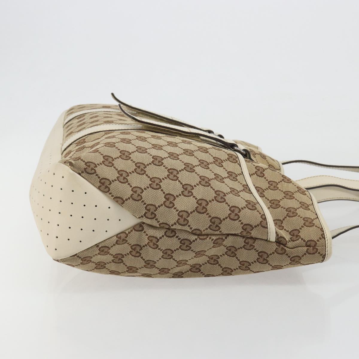 GUCCI GG Canvas Tote Bag Beige Silver 153238 Auth 194375A