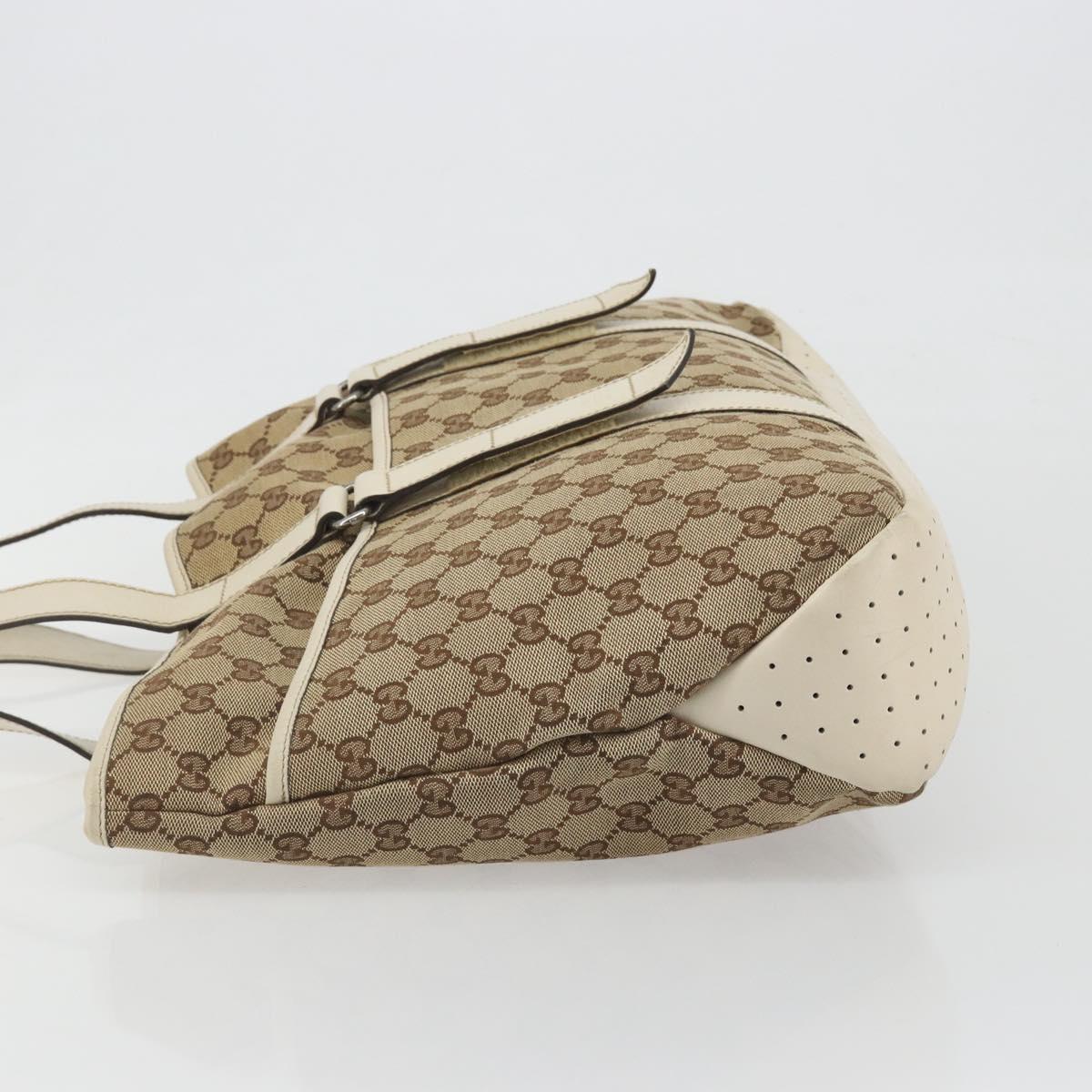 GUCCI GG Canvas Tote Bag Beige Silver 153238 Auth 194375A