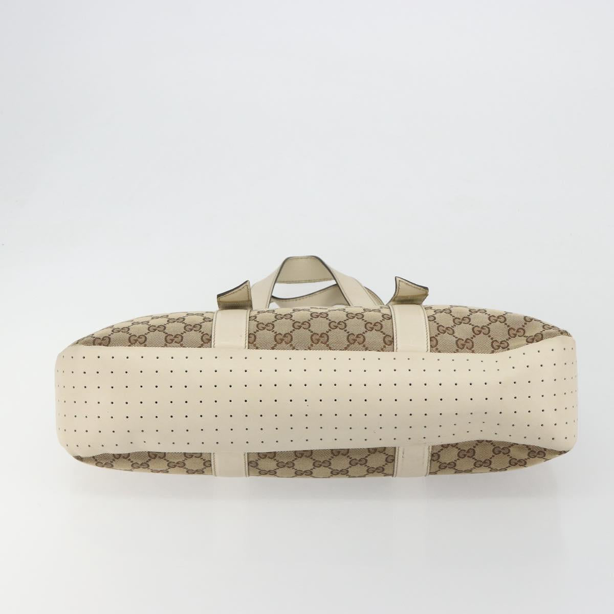 GUCCI GG Canvas Tote Bag Beige Silver 153238 Auth 194375A