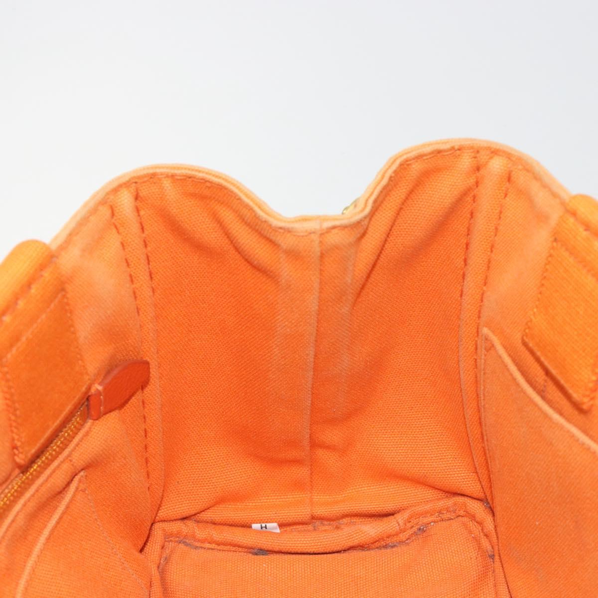 PRADA Canapa PM Hand Bag Canvas Orange Gold Auth 194376