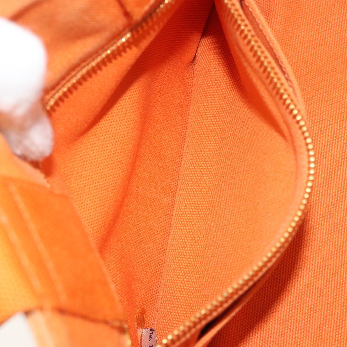 PRADA Canapa PM Hand Bag Canvas Orange Gold Auth 194376