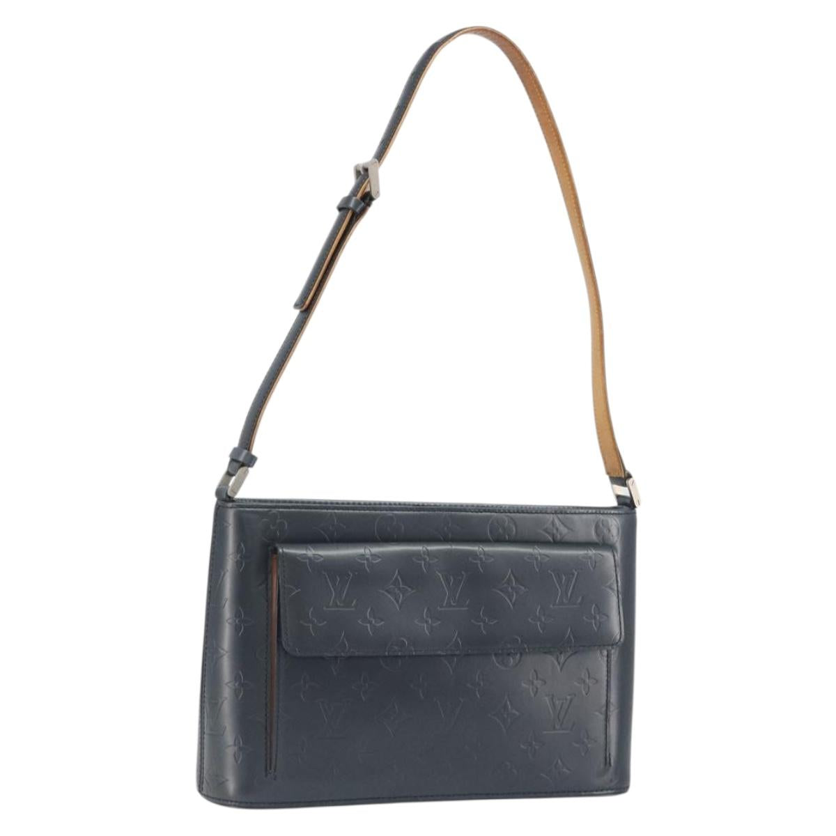 LOUIS VUITTON Monogram Mat Alston Shoulder Bag Navy M55125 LV Auth 194378