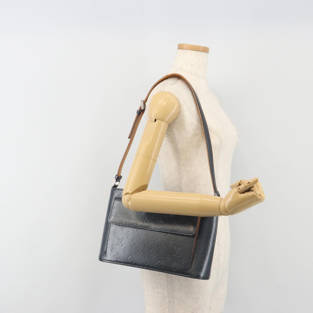 LOUIS VUITTON Monogram Mat Alston Shoulder Bag Navy M55125 LV Auth 194378