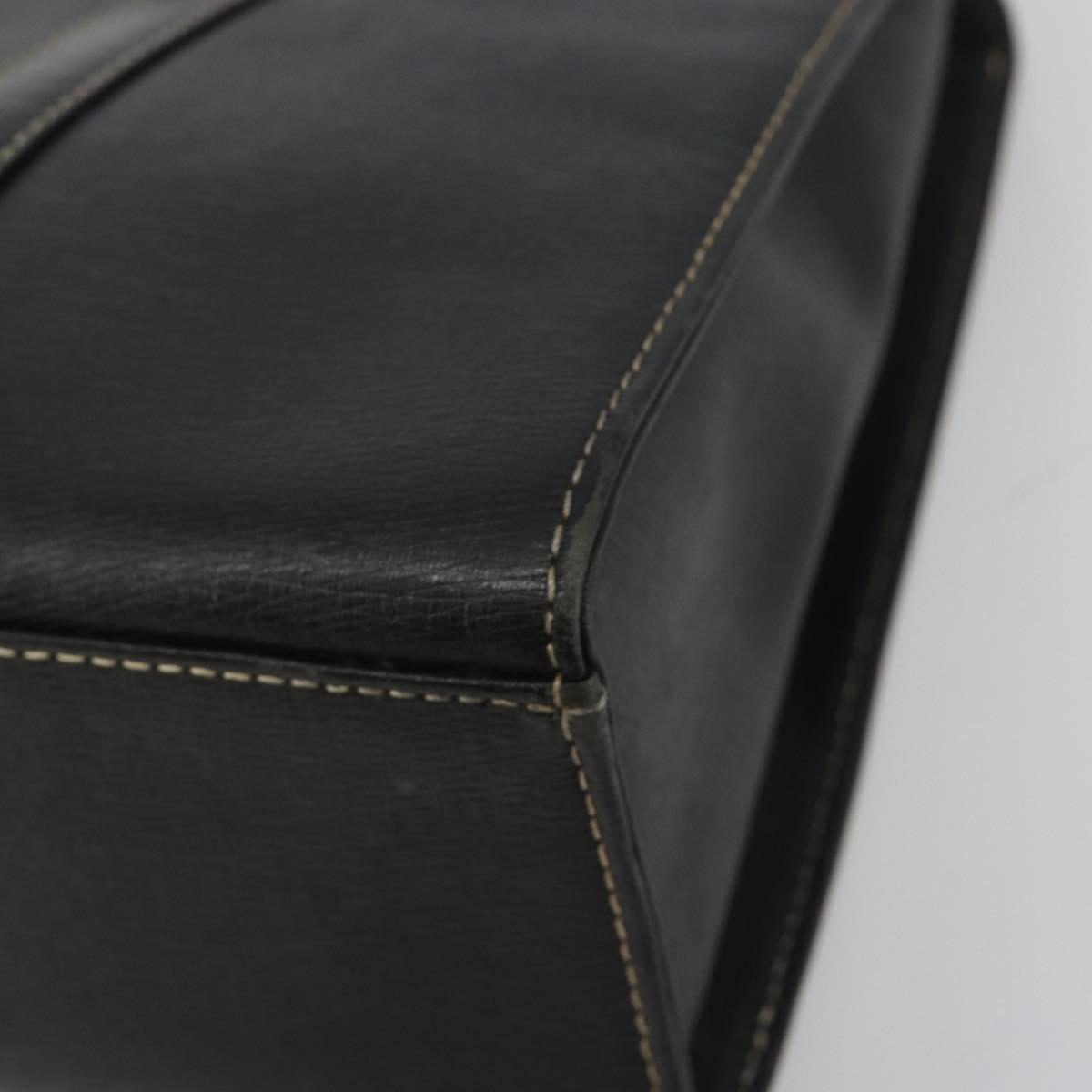 Burberrys Hand Bag Leather Black Gold Auth 194380