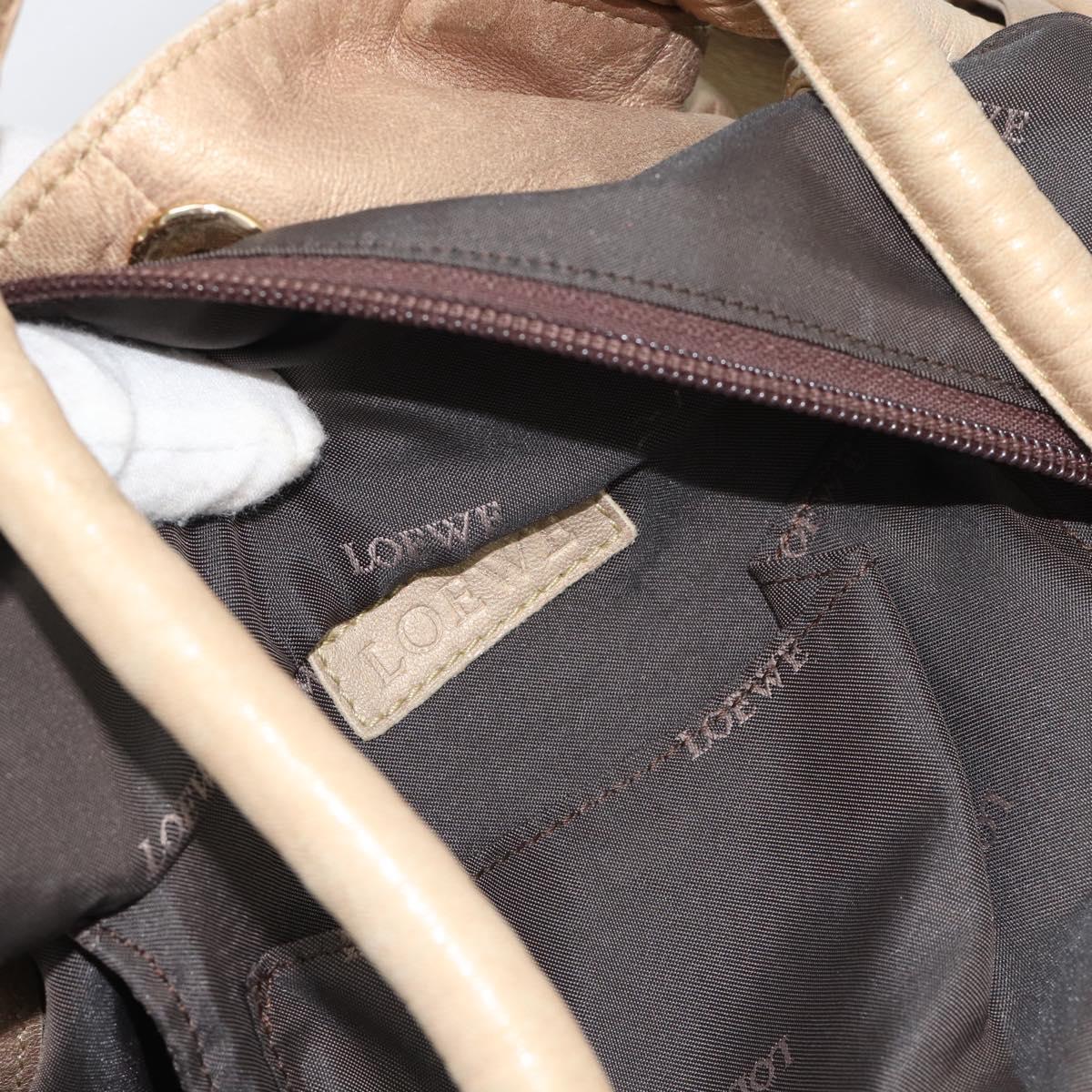 LOEWE Nappa Aire Anagram Hand Bag Leather Gold Auth 194382